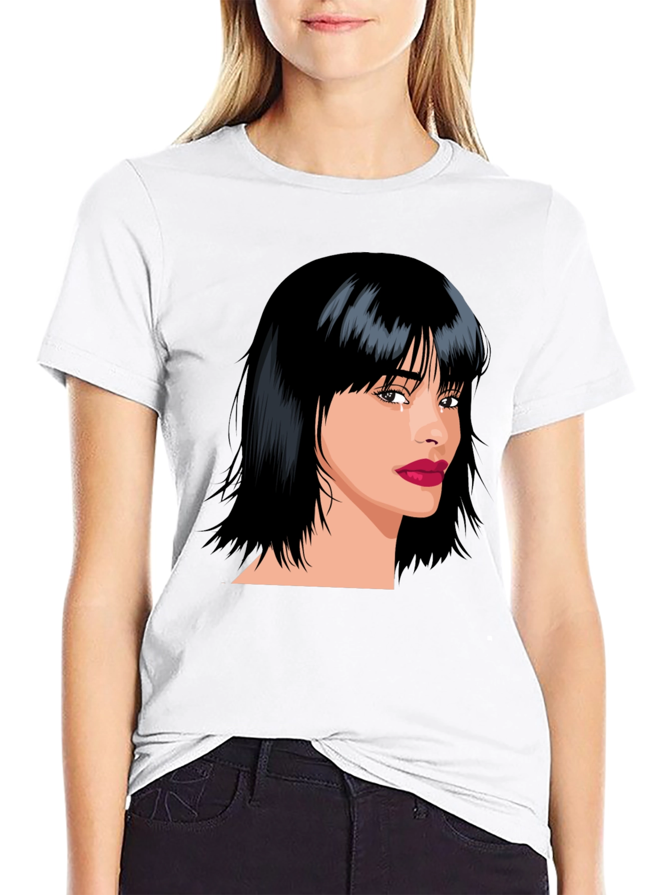 Black Stylish Woman Portrait Graphic Black T-Shirt view 9
