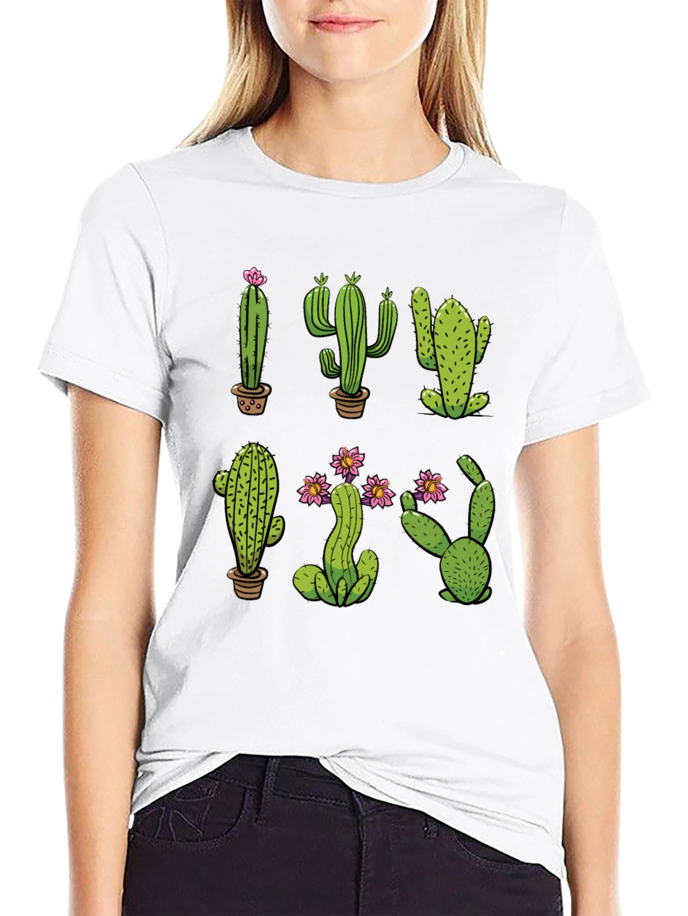 Black Cactus Graphic Print Black T-Shirt view 9