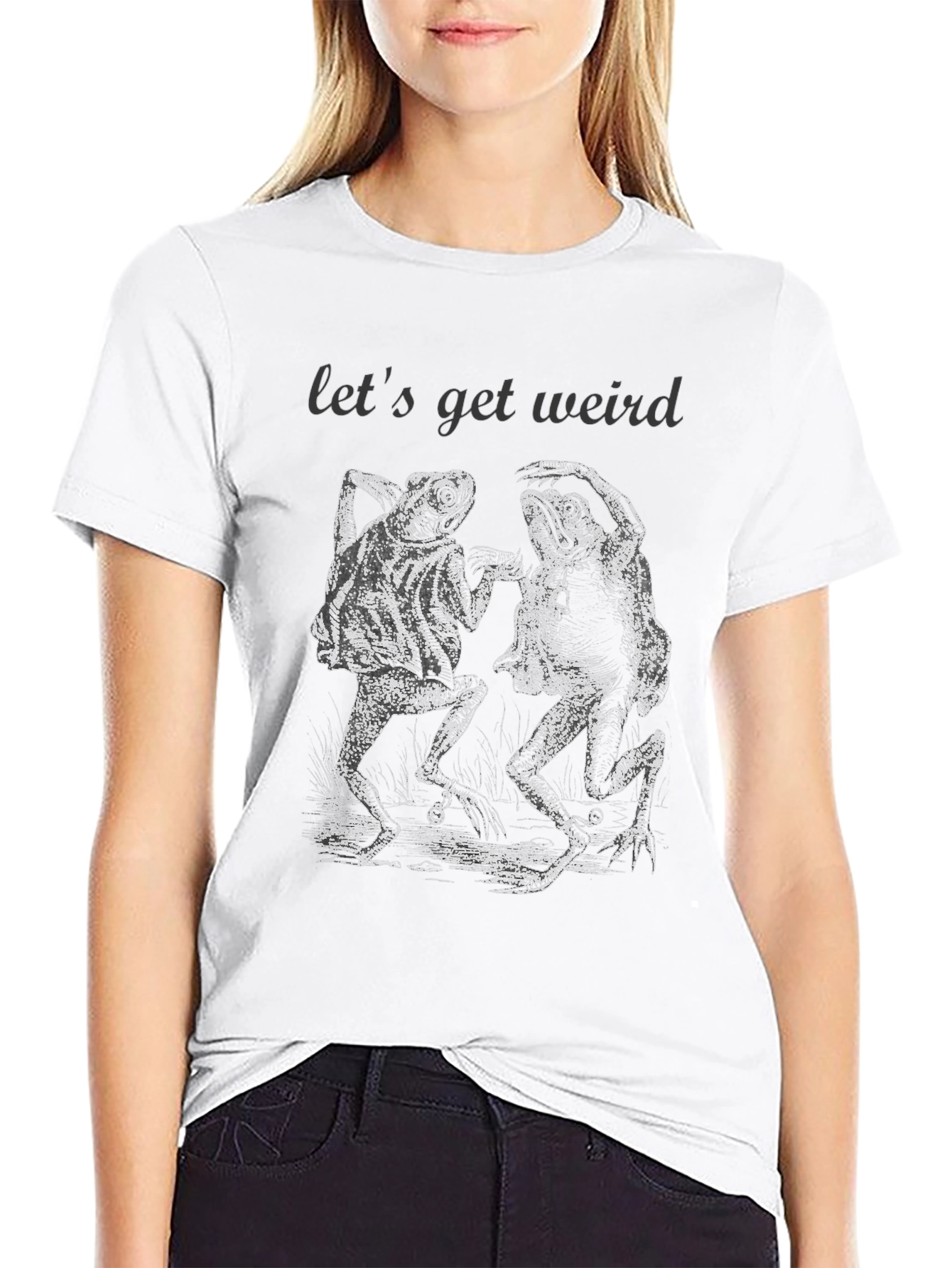 Black Let's Get Weird Frogs Graphic Tee view 9