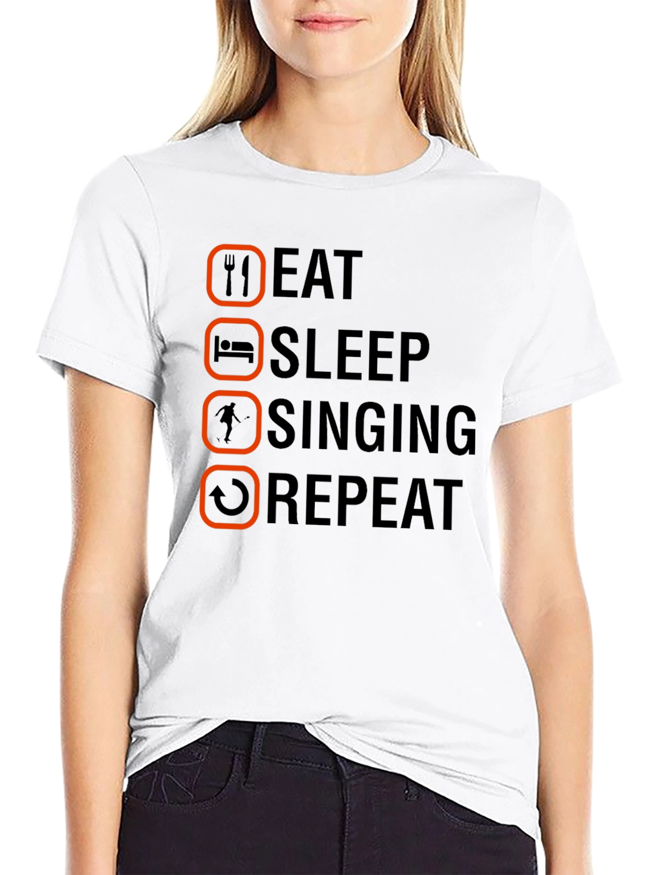 Black Eat Sleep Singing Repeat T-Shirt - Singer's Life Tee view 9