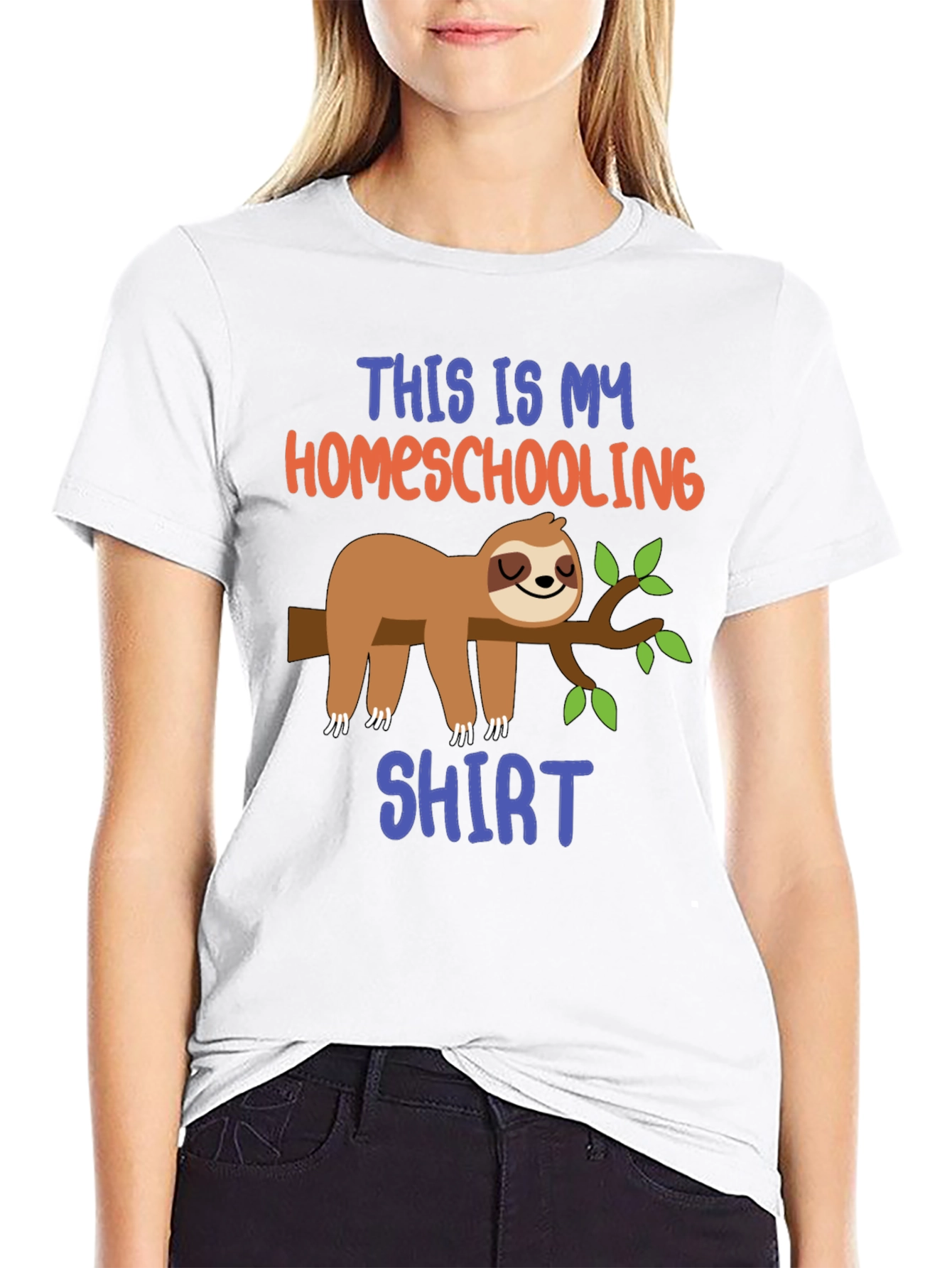 Black Homeschooling Sloth T-Shirt, Funny Tee view 9