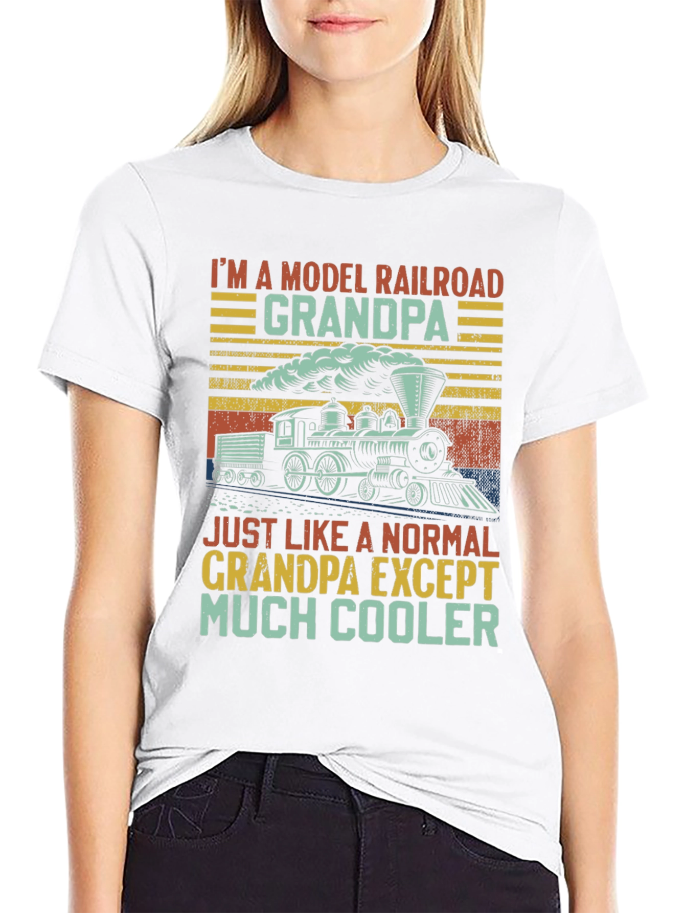 Black Model Railroad Grandpa T-Shirt - Much Cooler view 9