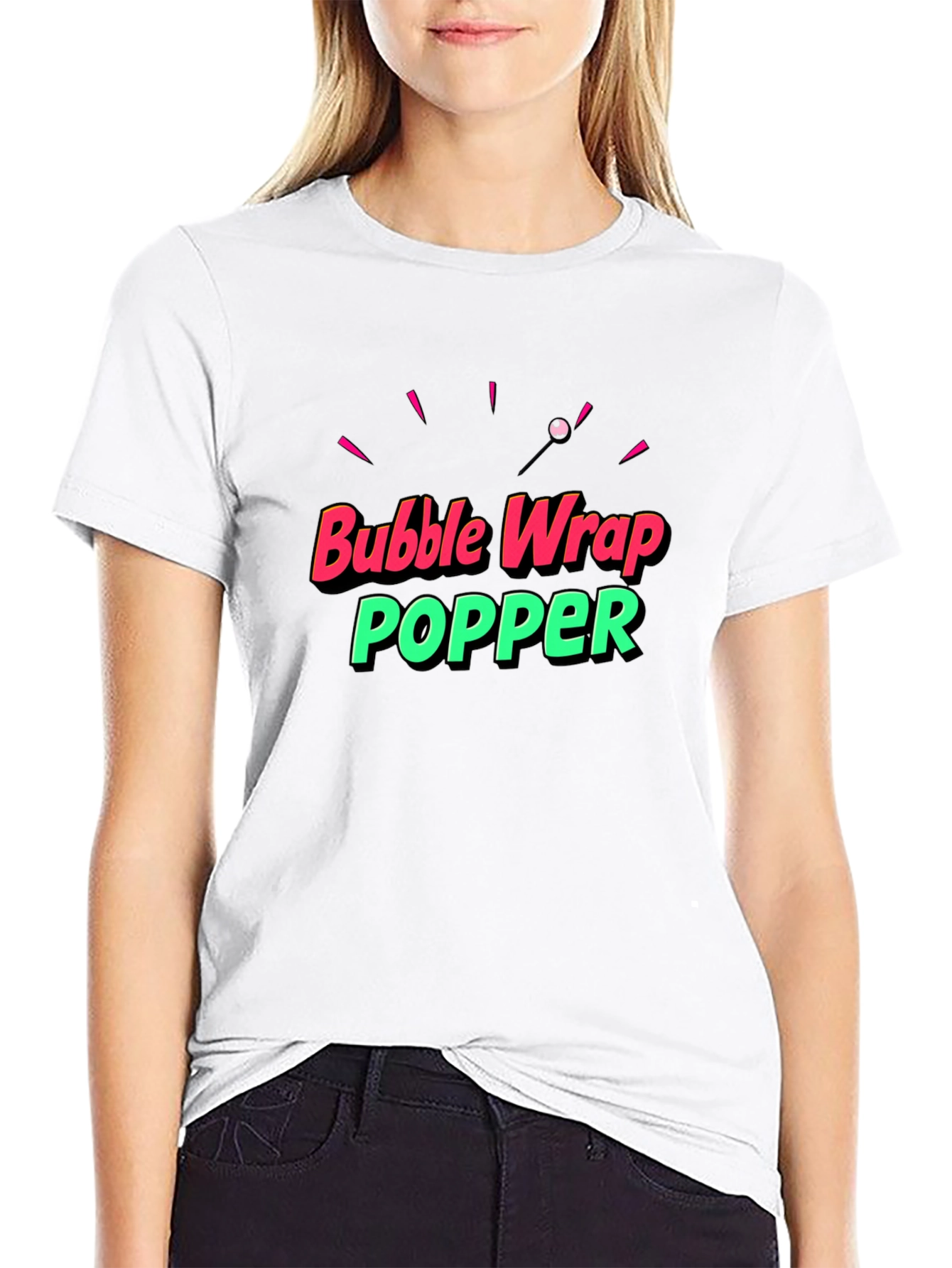 Black Bubble Wrap Popper Graphic T-Shirt view 9