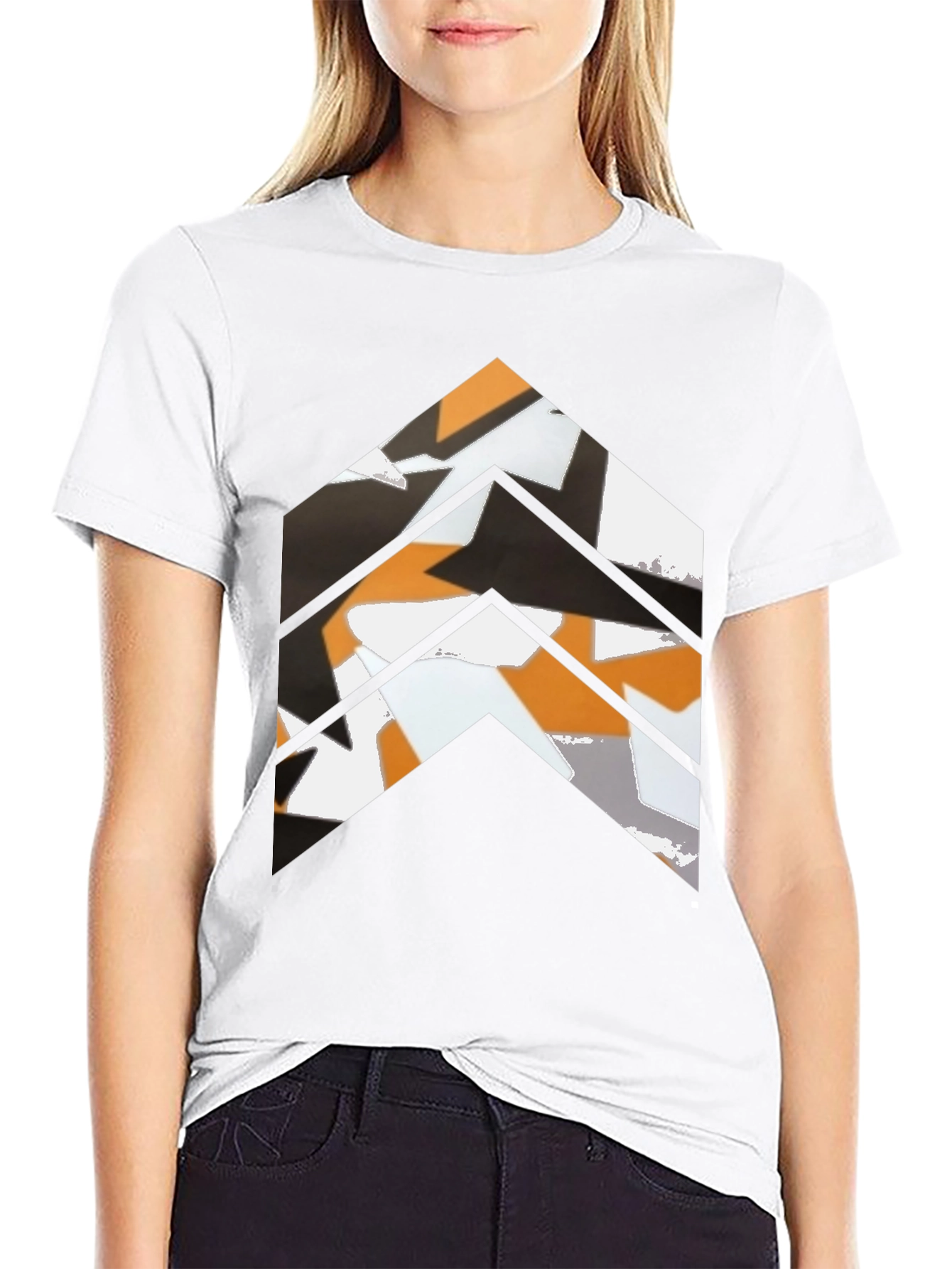 Black Abstract Chevron Graphic Tee - Black Casual Shirt view 9