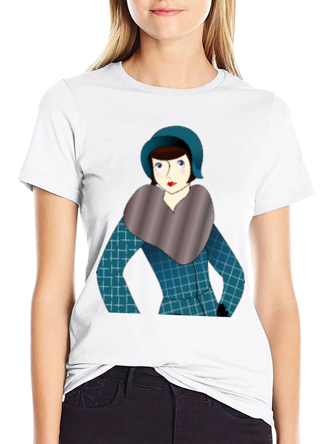 Black Vintage Lady Graphic Tee - Retro Style view 9
