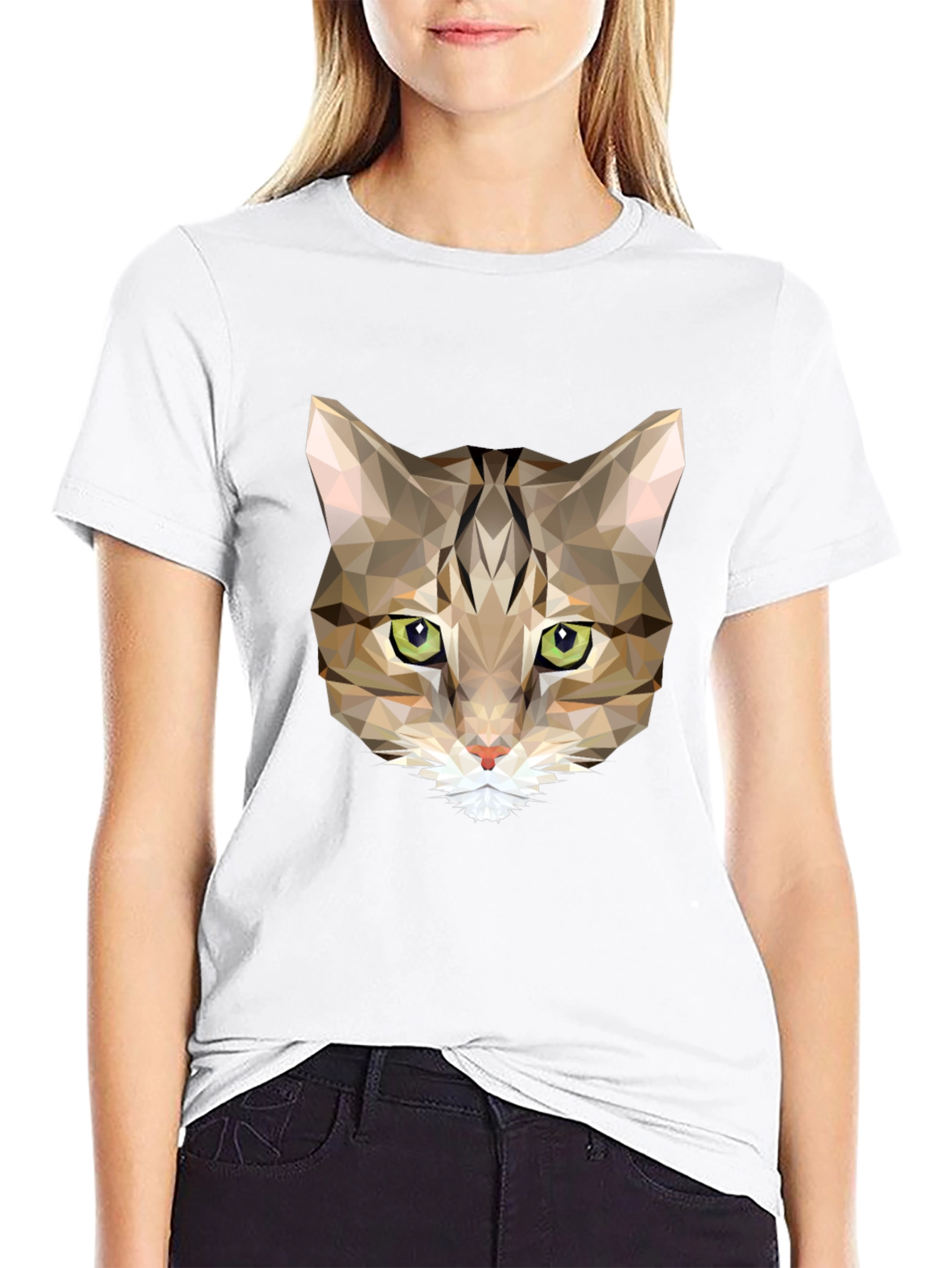 Black Geometric Cat T-Shirt - Stylish Graphic Tee view 9