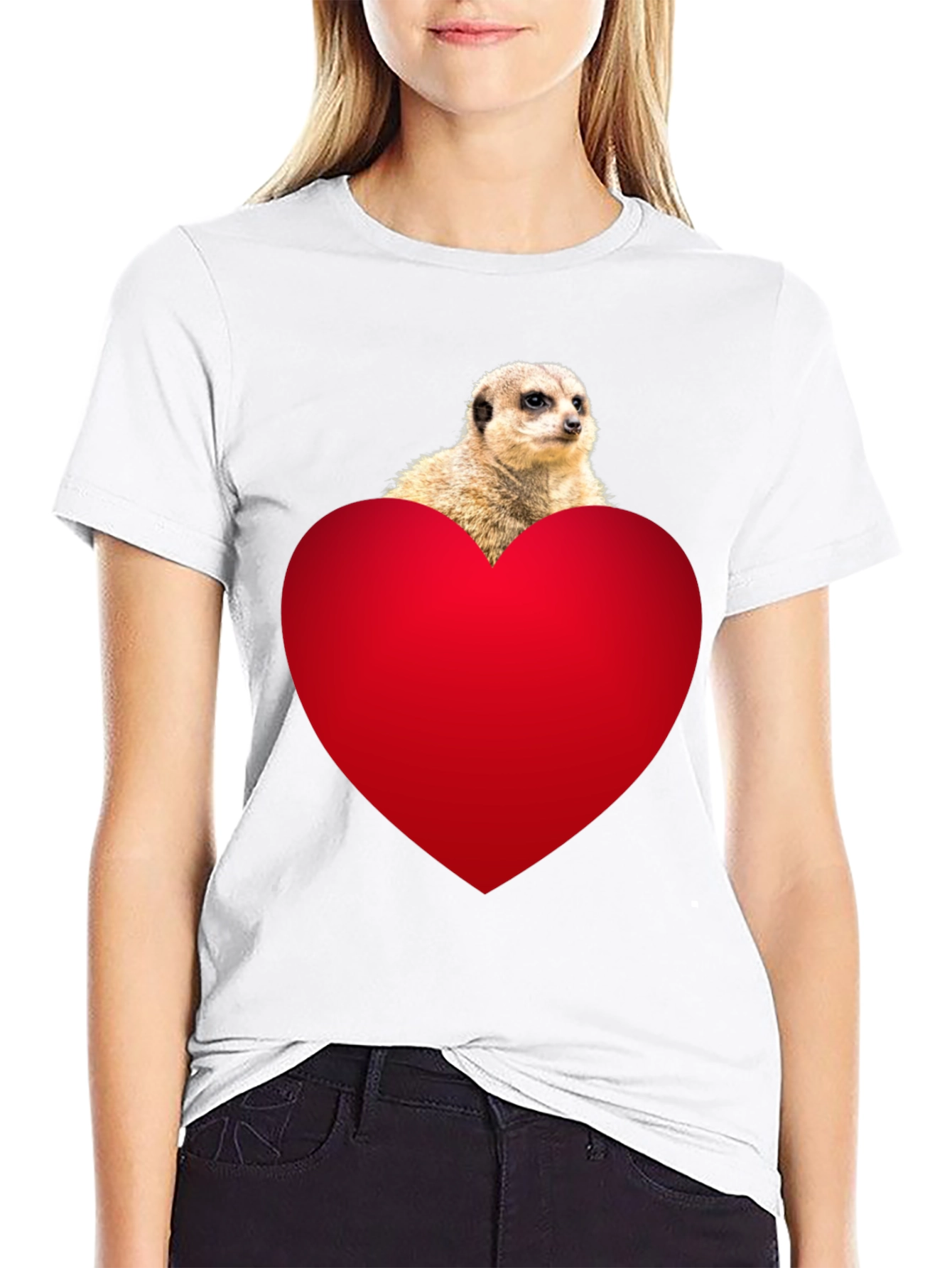 Black Meerkat Heart T-Shirt - Cute Animal Tee view 9