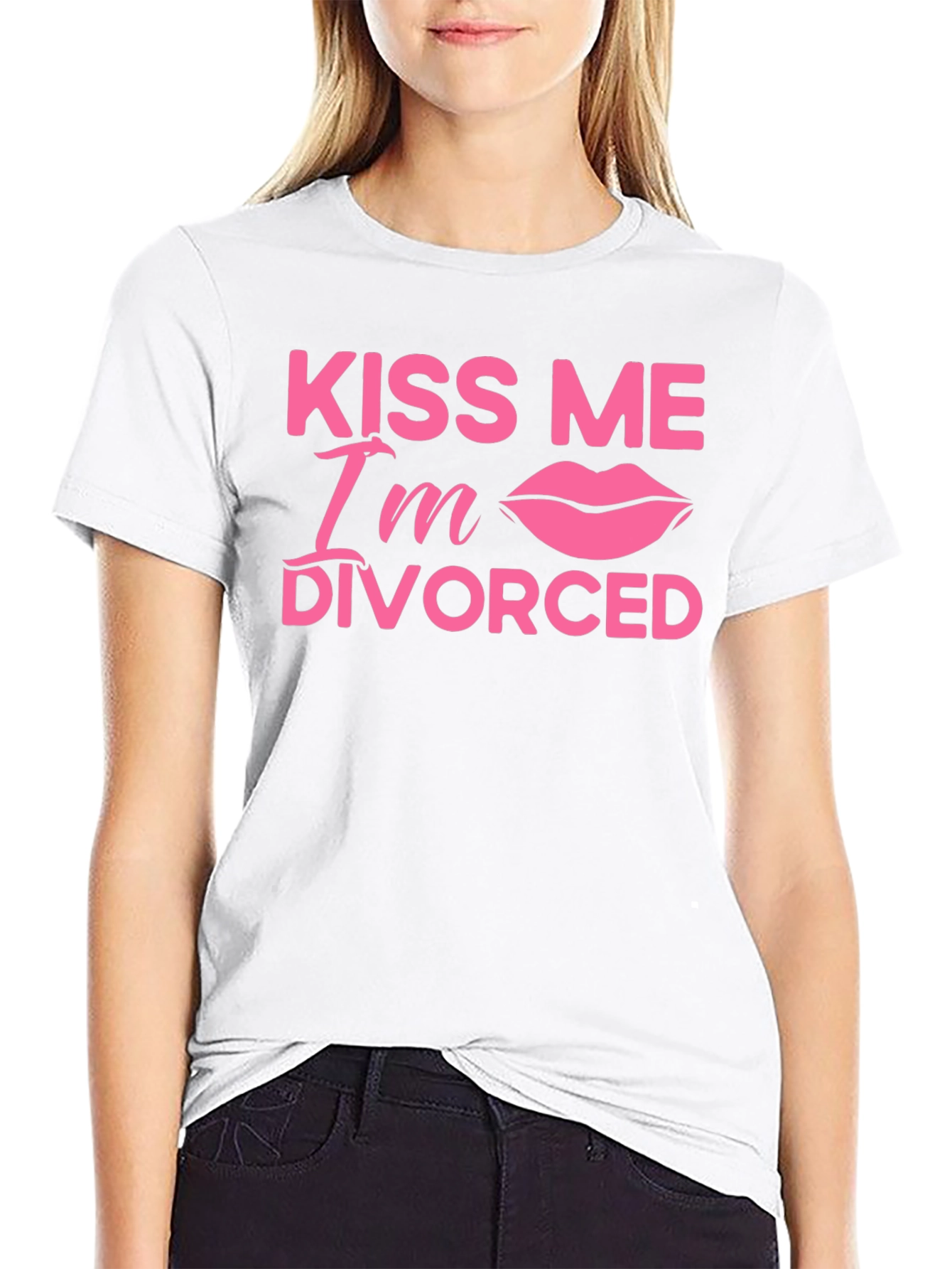 Black Kiss Me I'm Divorced T-Shirt view 9