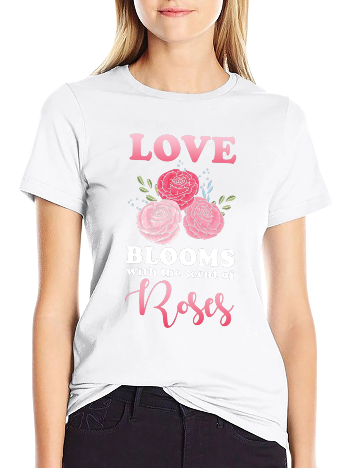 Black Love Blooms Roses T-Shirt view 9