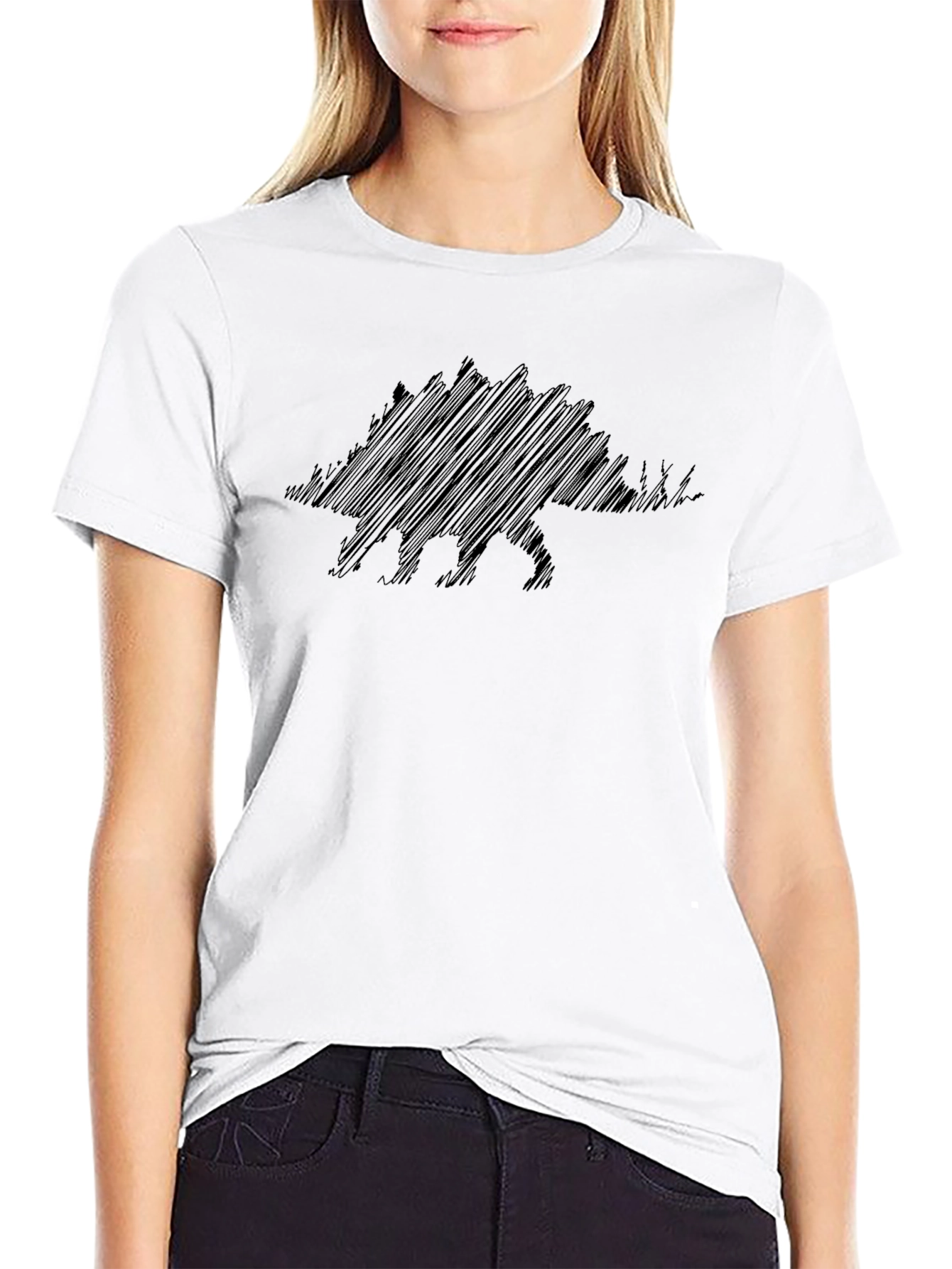 Dinosaur Sketch Men's Black T-Shirt - 9