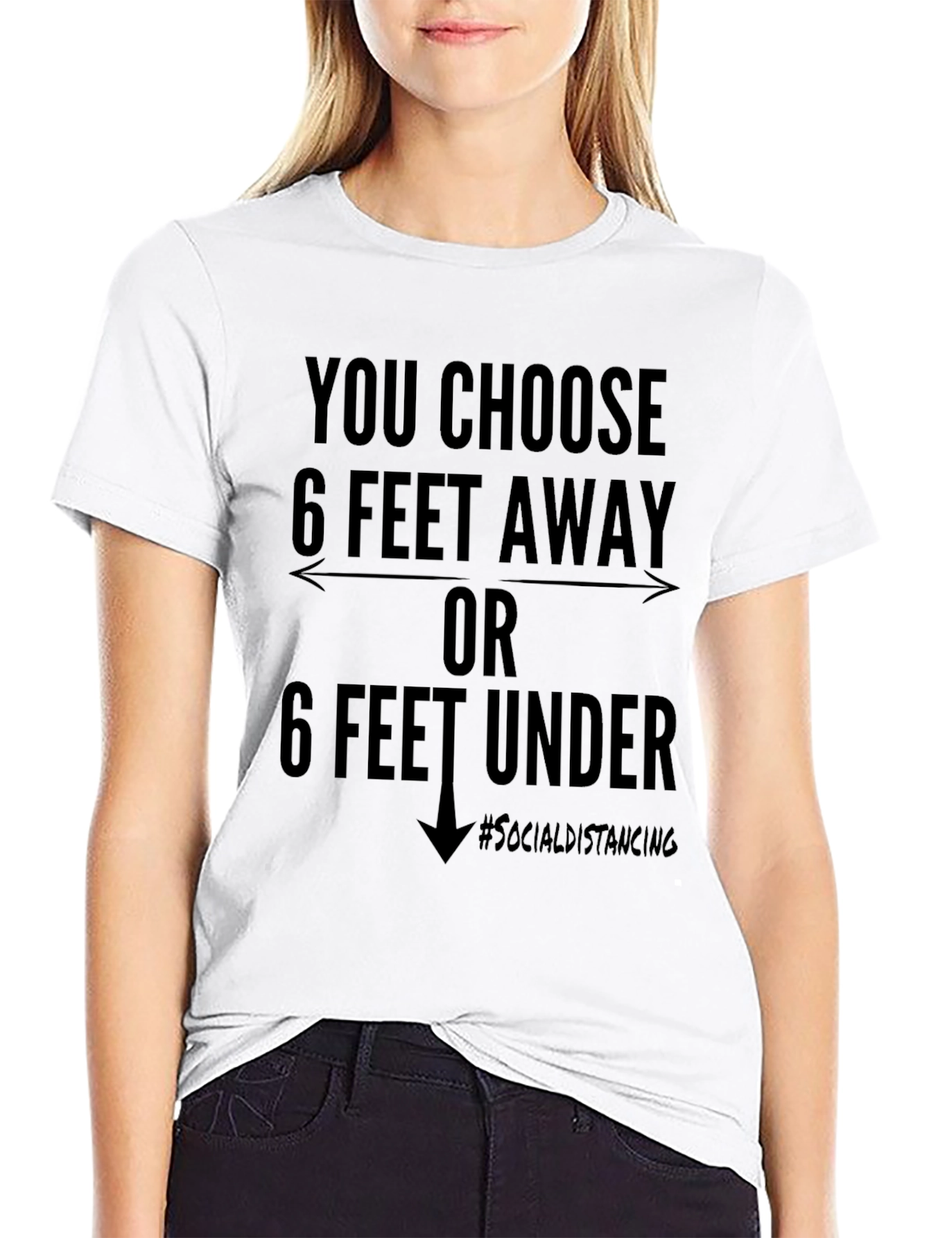 Black Social Distancing T-Shirt: 6 Feet Away or Under Funny Novelty Tee view 9