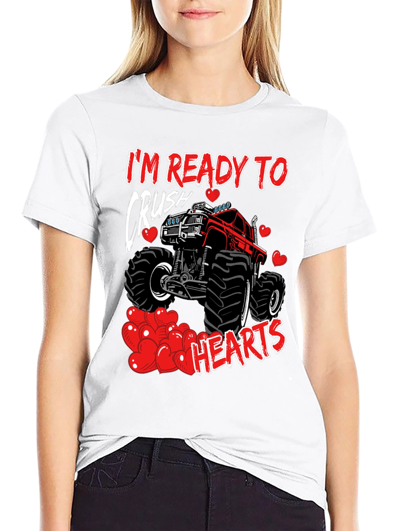 Black Crush Hearts Monster Truck Graphic Tee view 9
