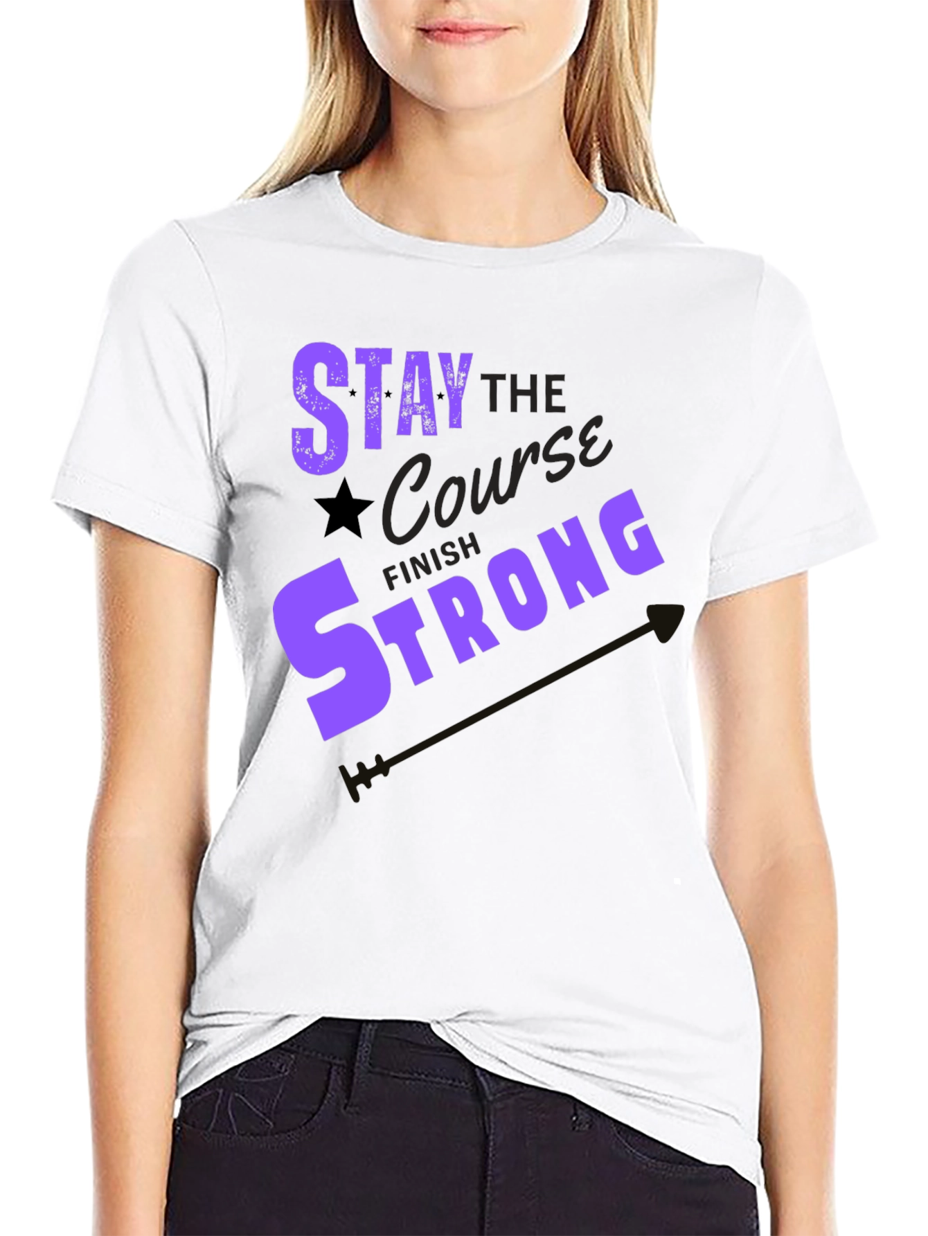 Black Stay the Course Graphic Tee - Motivation T-Shirt view 9