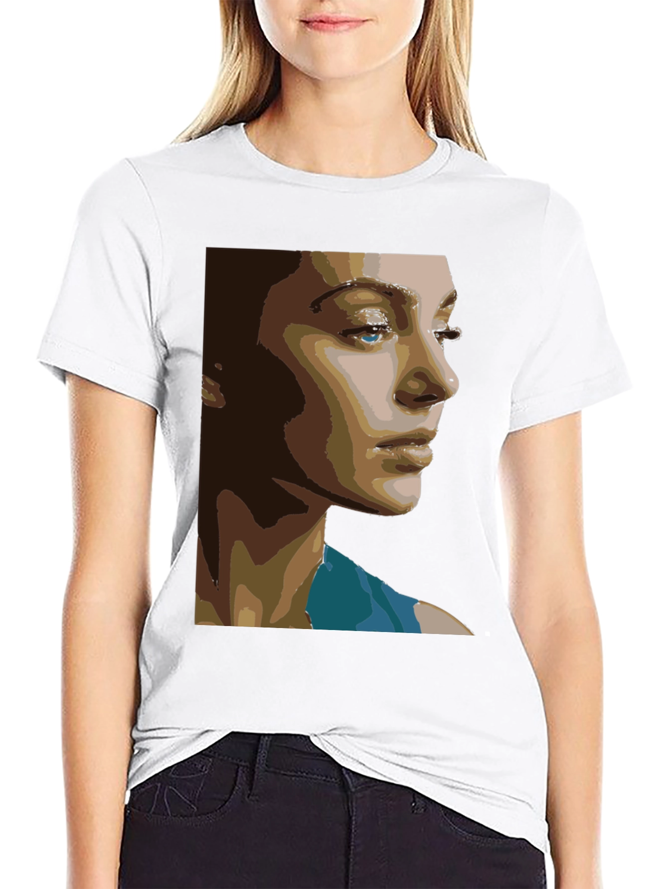 Black Abstract Portrait Graphic Tee - Unisex Black T-Shirt view 9