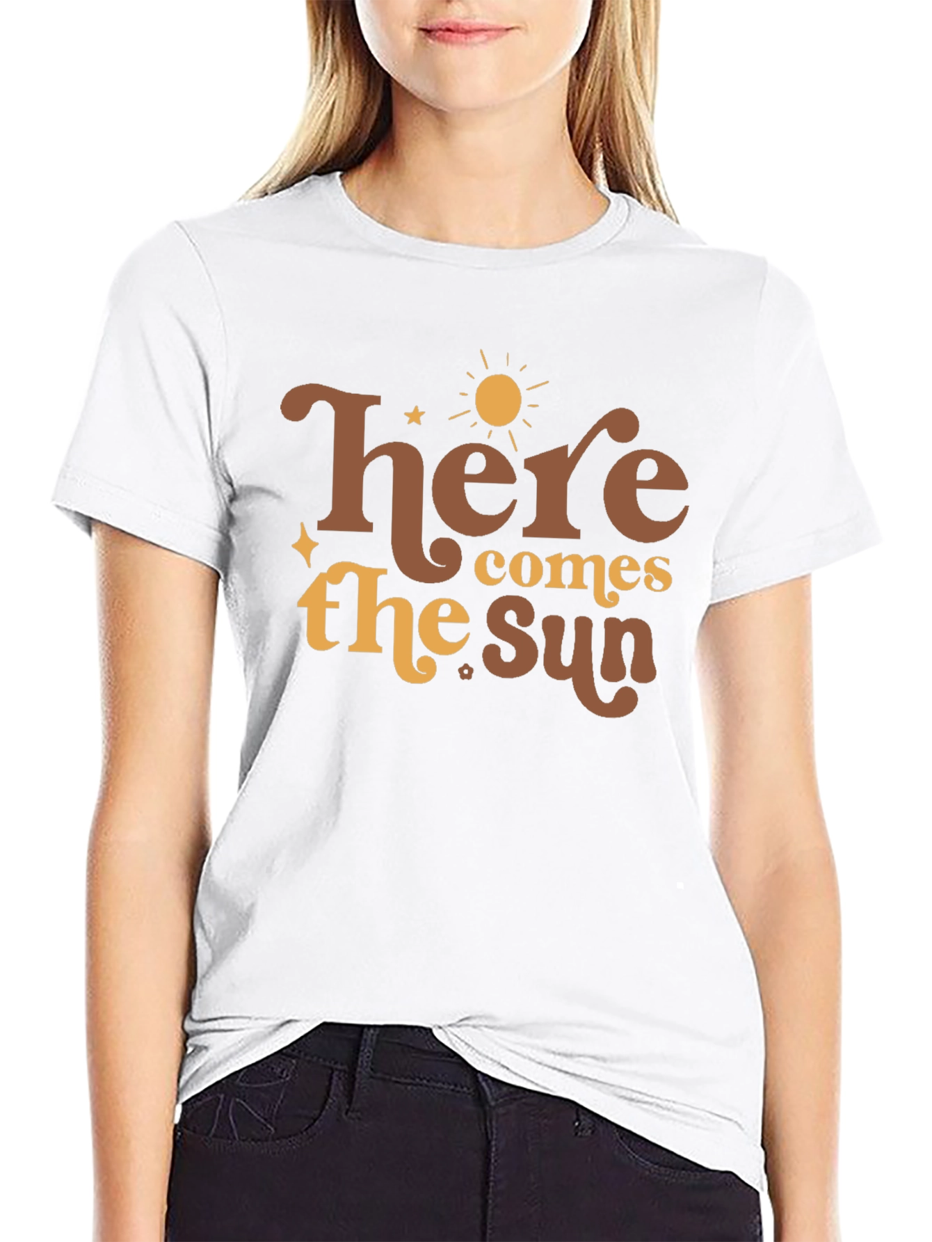 Black Here Comes the Sun Graphic Tee - Retro Style view 9