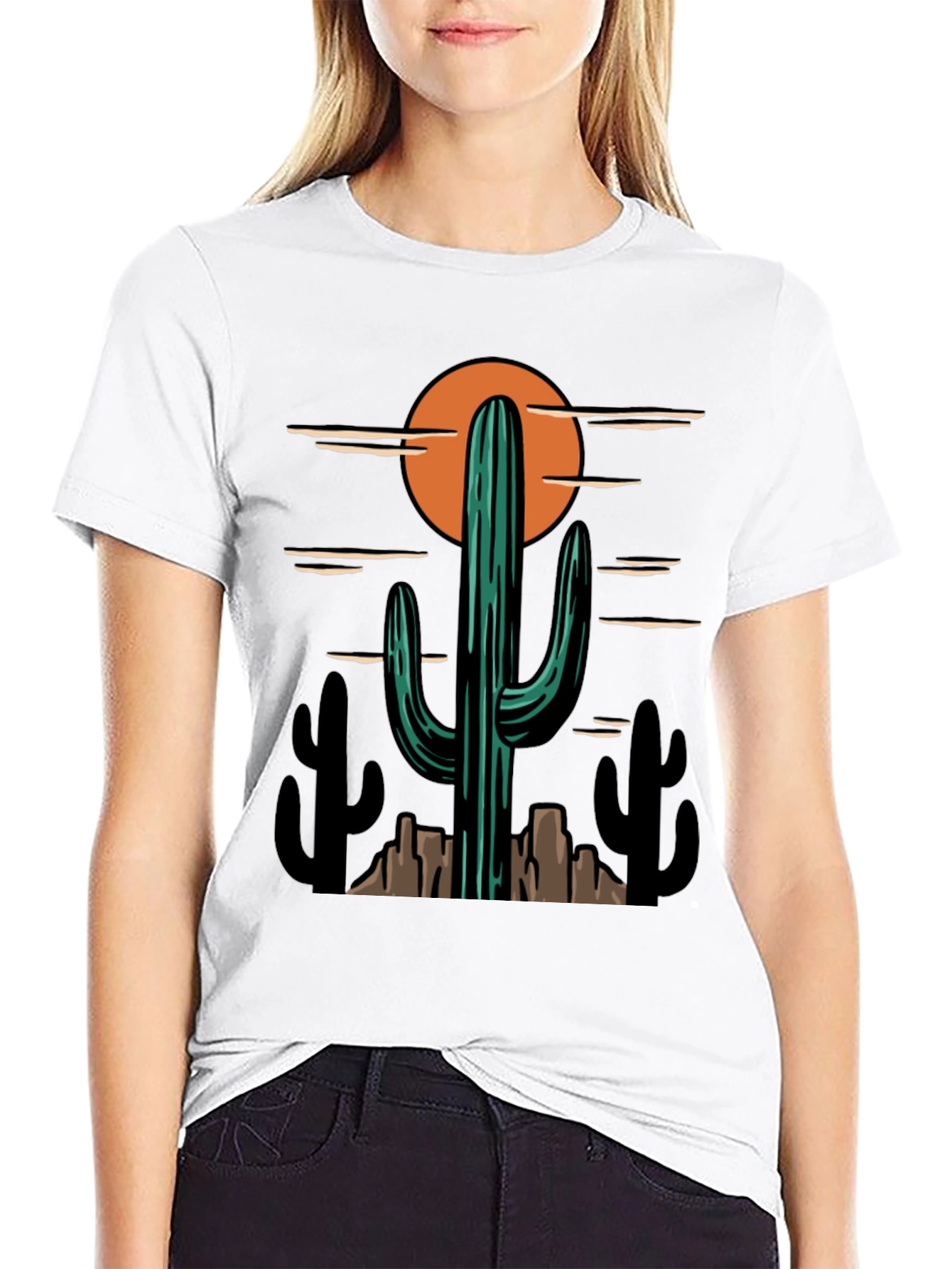 Black Desert Cactus Graphic Tee - Western Style Shirt view 9