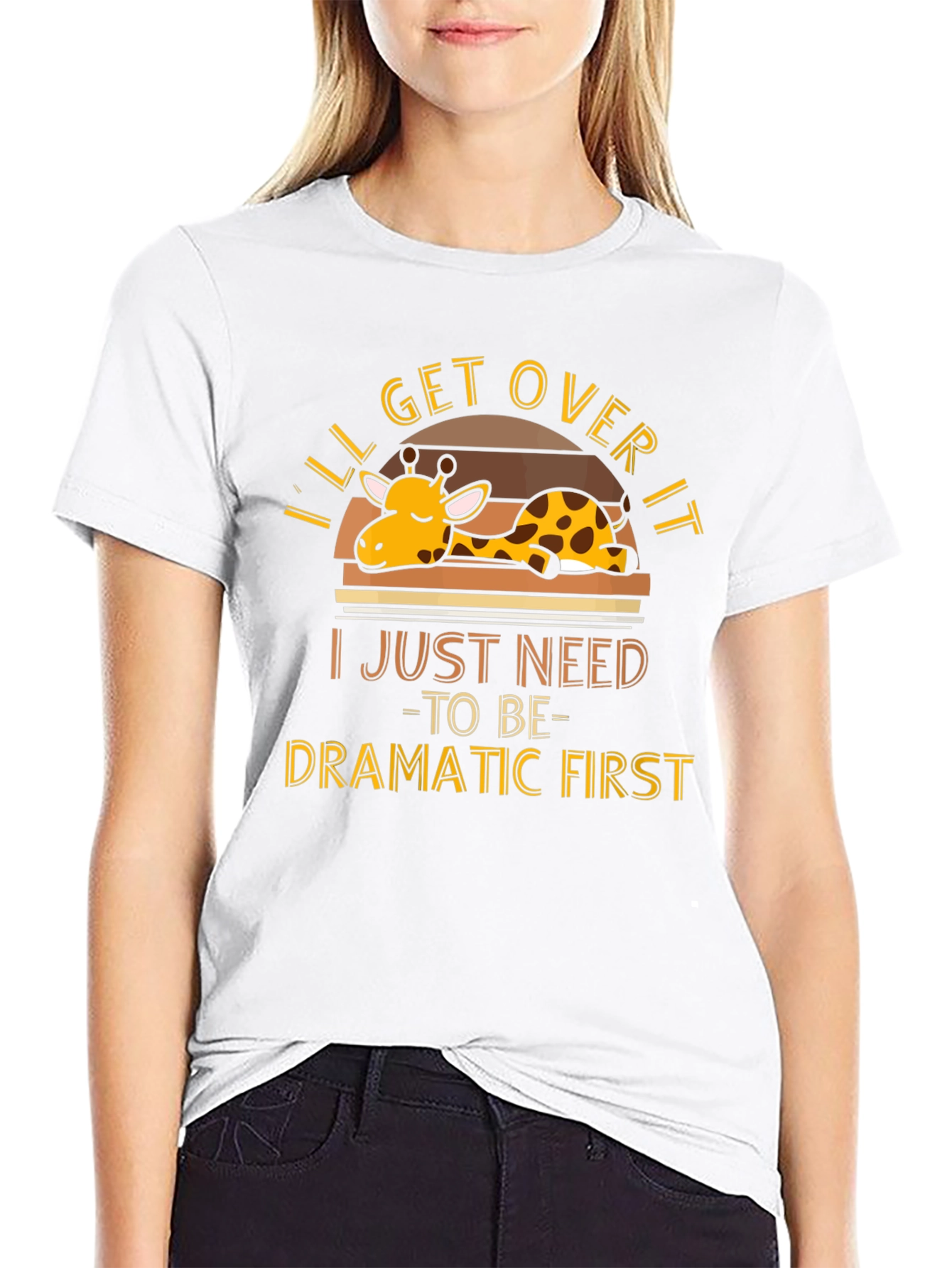 Black Dramatic Giraffe T-Shirt - I'll Get Over It view 9