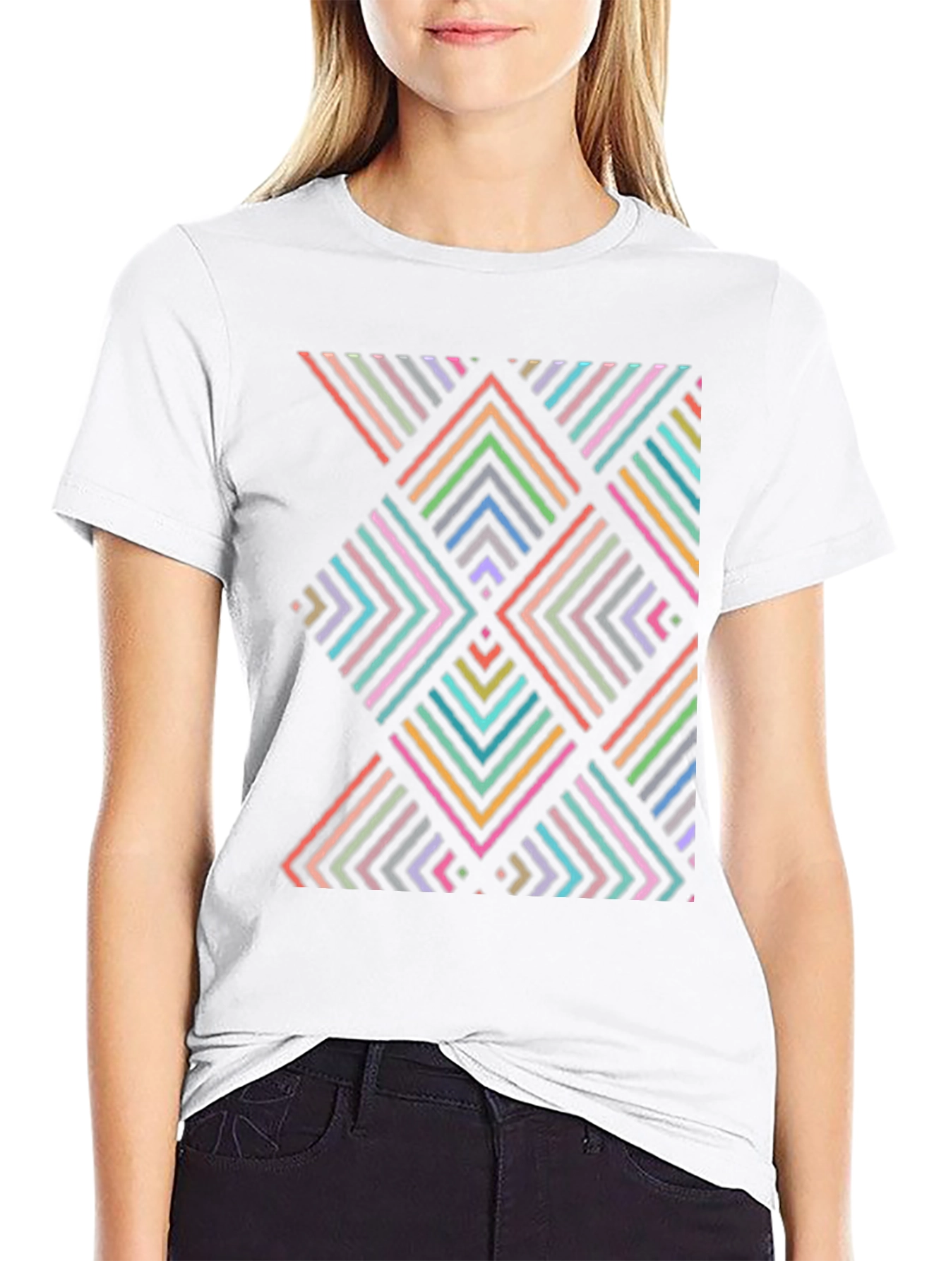 Geometric Arrow Pattern T-Shirt - Black - 9
