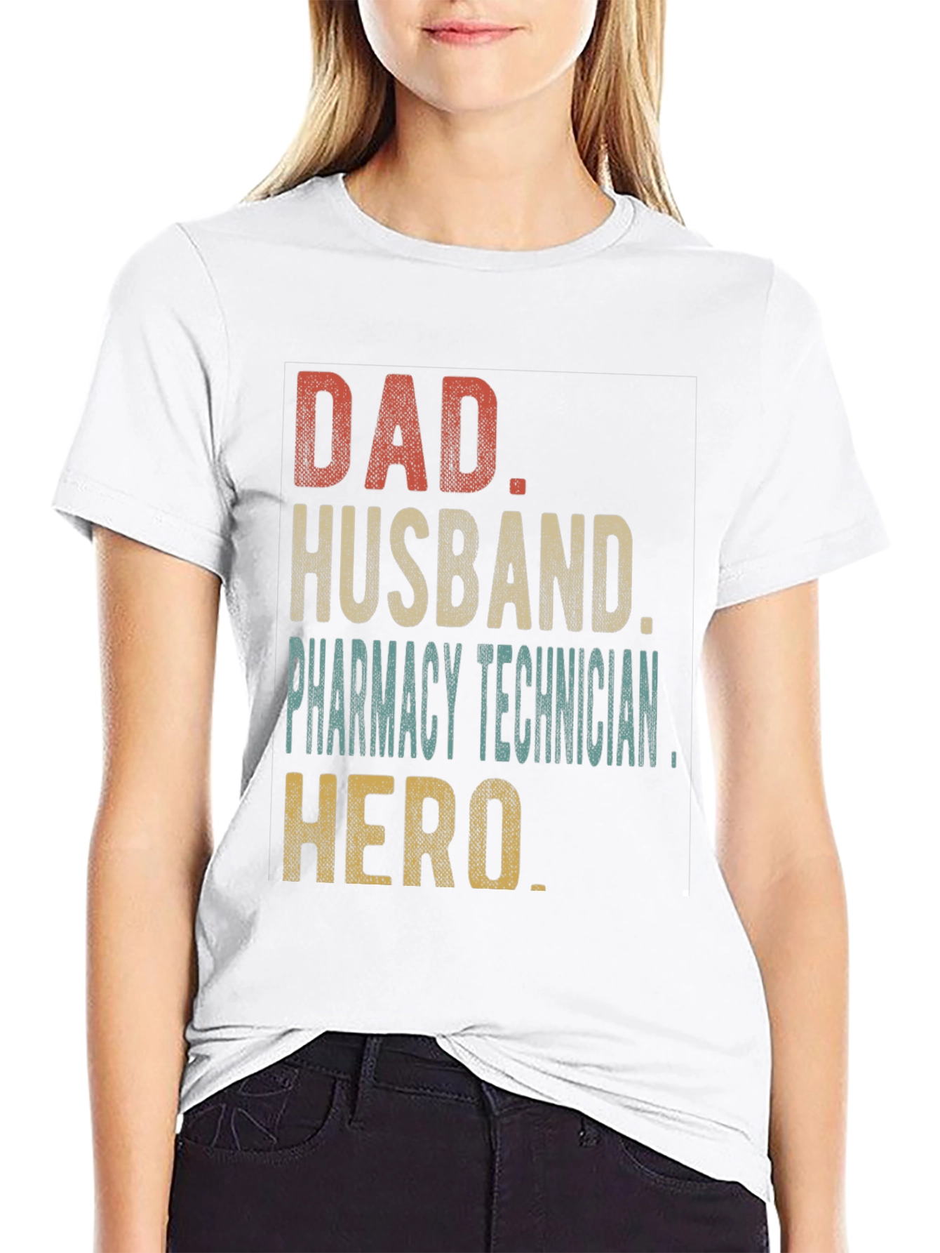 Black Dad Husband Pharmacy Technician Hero T-Shirt view 9