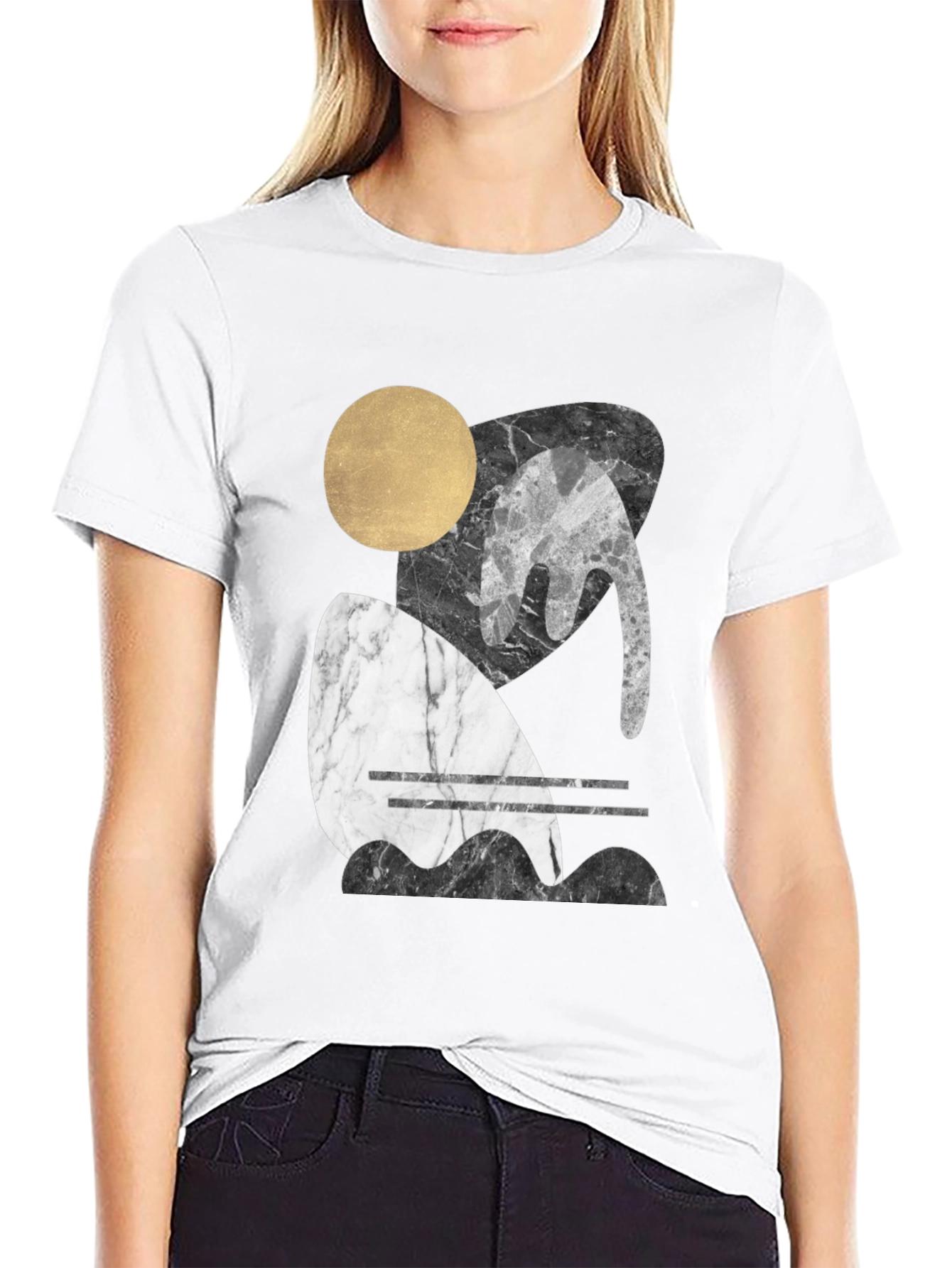 Black Modern Abstract Graphic T-Shirt view 9