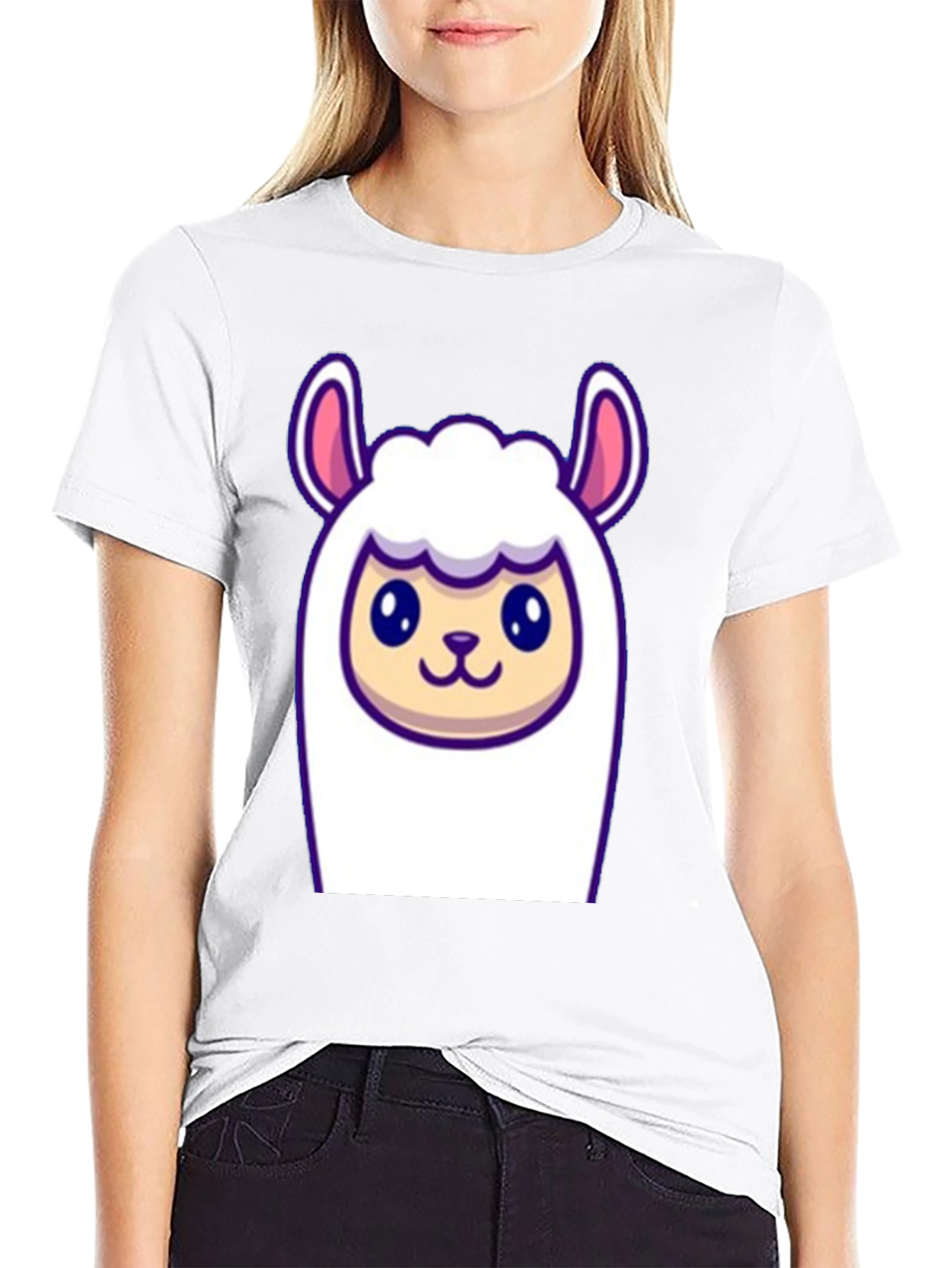 Black Cute Llama Graphic Tee - Soft Black T-Shirt view 9