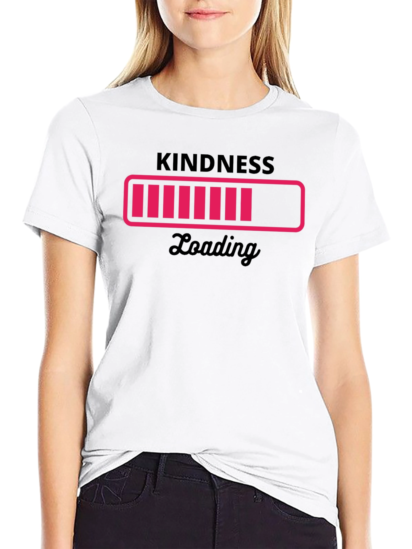 Black Kindness Loading Black Graphic Tee - Trendy Unisex T-Shirt view 9