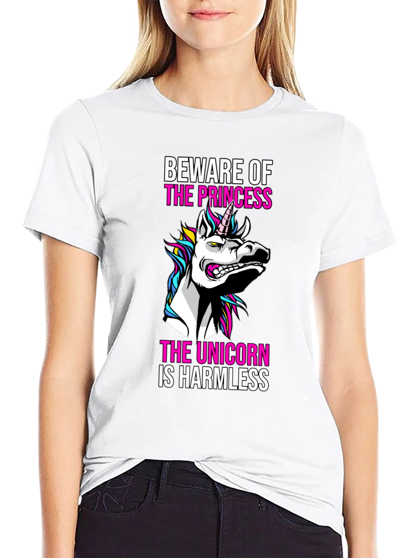 Black Beware the Princess, Unicorn T-Shirt view 9