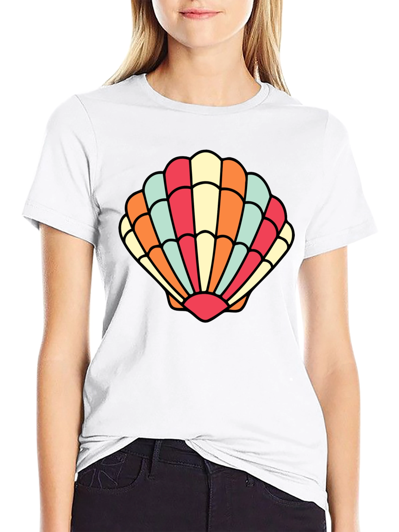Black Seashell Graphic Tee - Retro Summer Style view 9