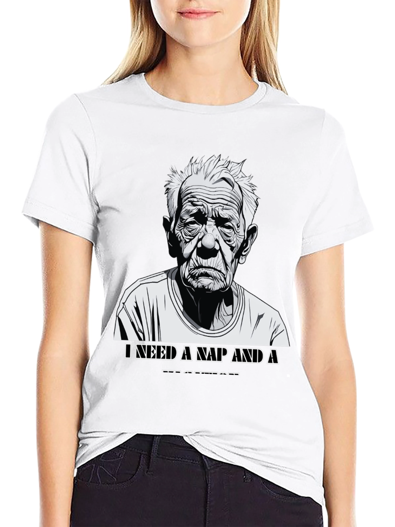 Black Funny Old Man Nap T-Shirt view 9