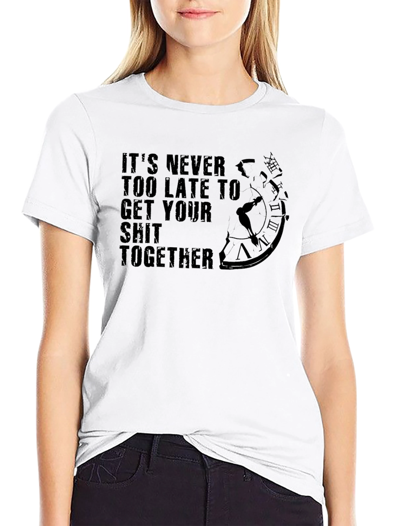 Black It's Never Too Late Graphic Tee view 9