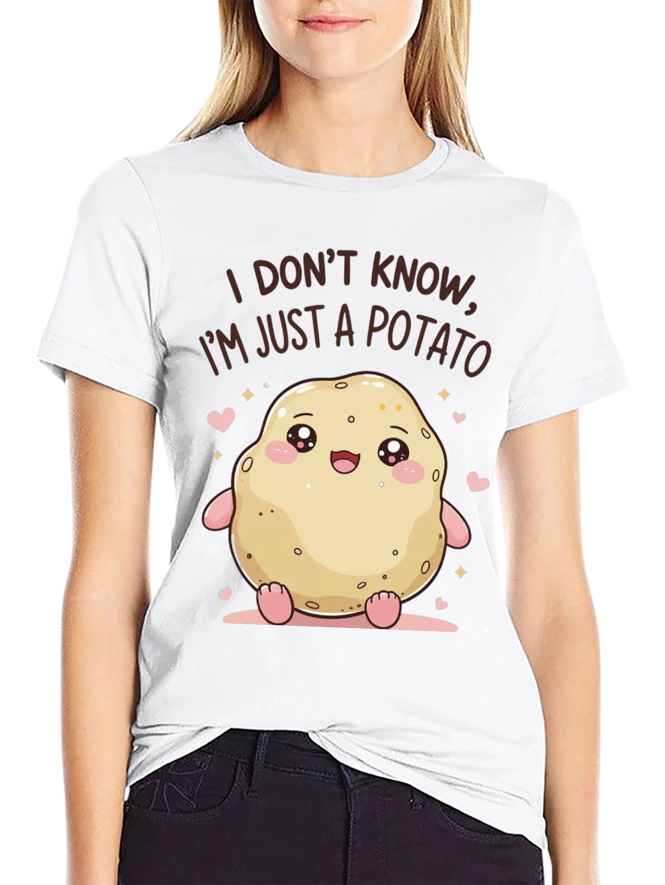 Black Cute Potato Graphic Tee - Funny Kawaii T-Shirt view 9