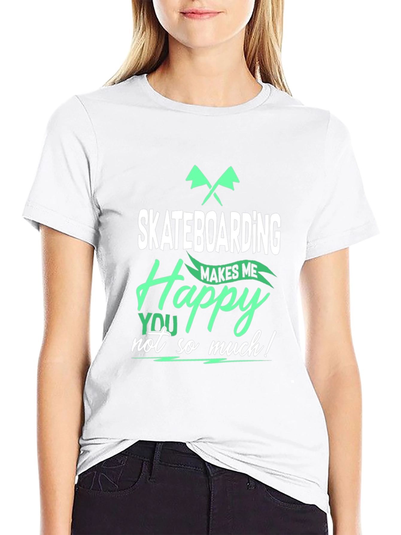 Black Skateboarding Makes Me Happy T-Shirt view 9