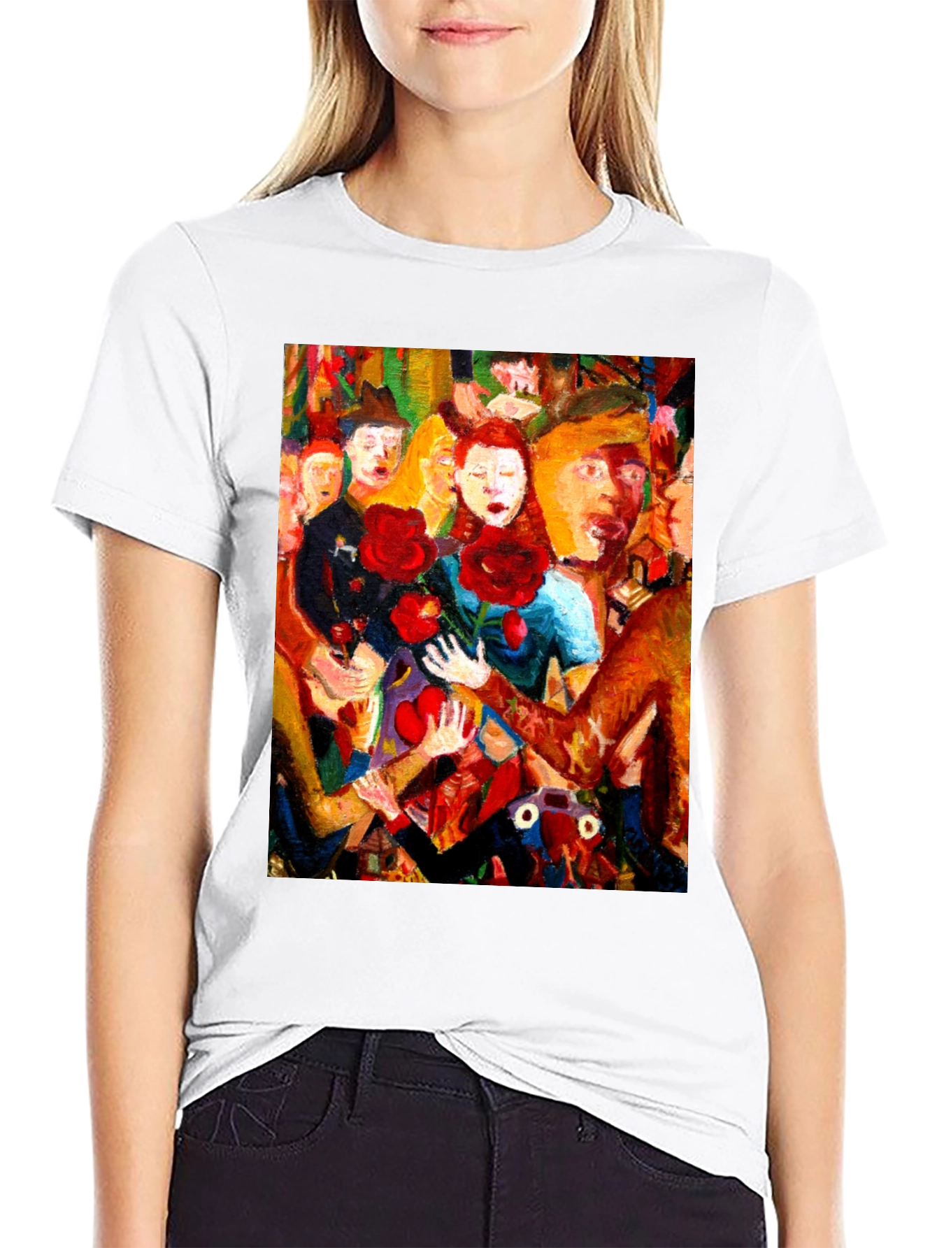 Black Expressionist Painting Graphic Tee view 9
