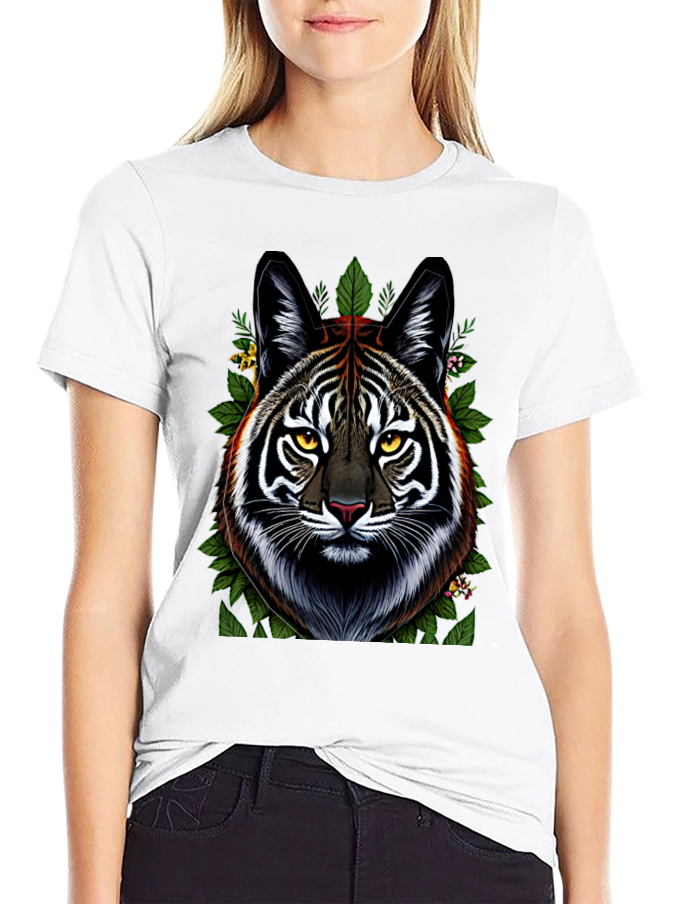 Black Tiger Face Graphic Tee - Black view 9