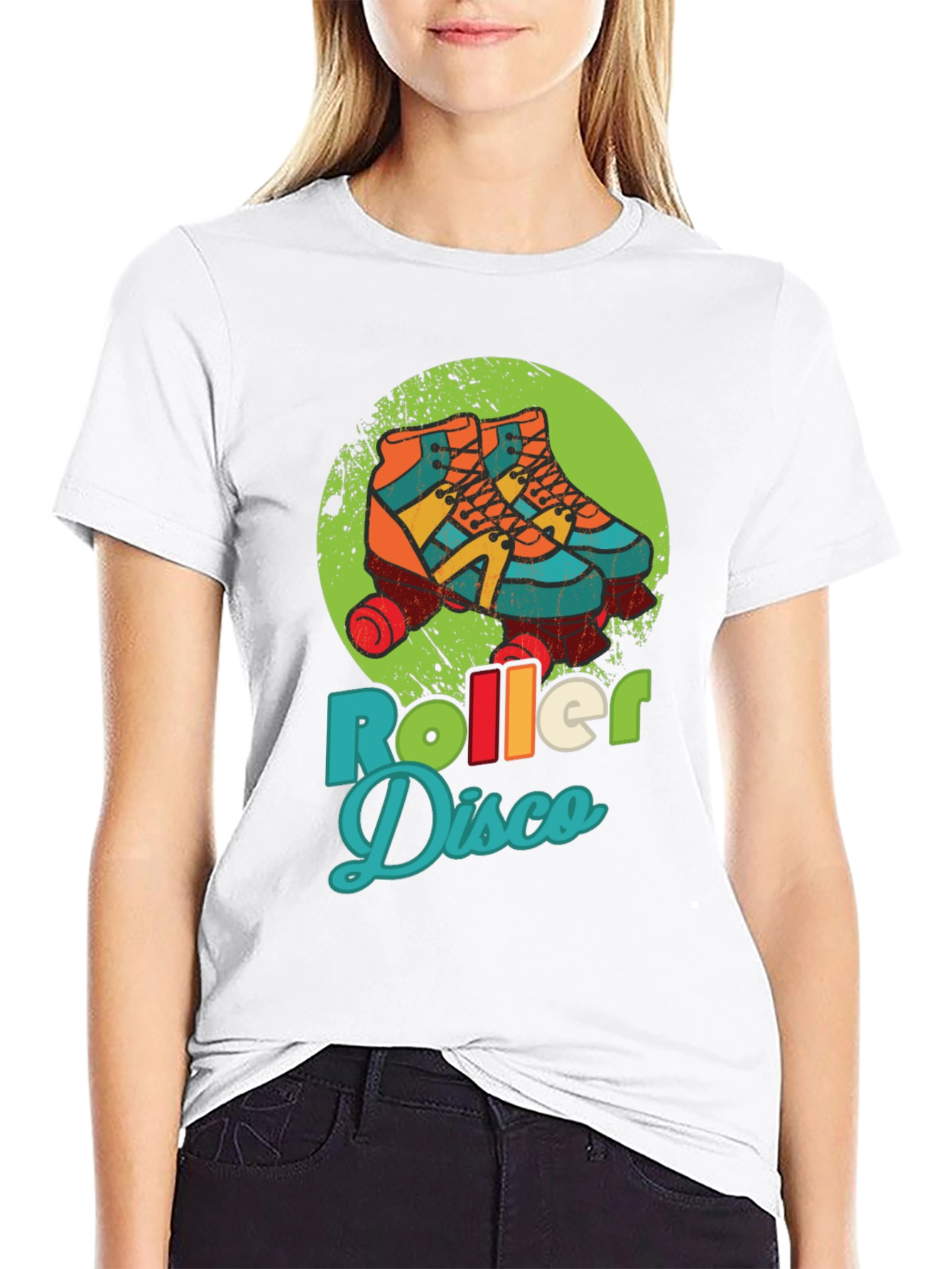 Black Retro Roller Disco T-Shirt - Vintage Style Skate Tee view 9