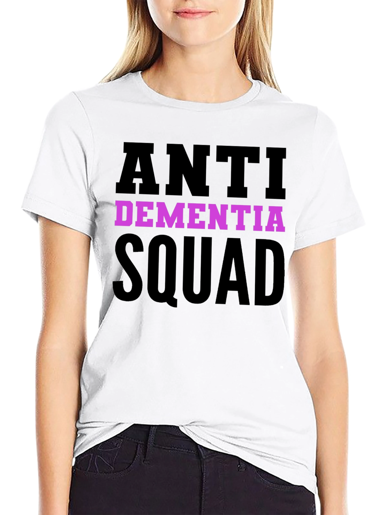 Black Anti Dementia Squad T-Shirt - Black Crew Neck Tee view 9