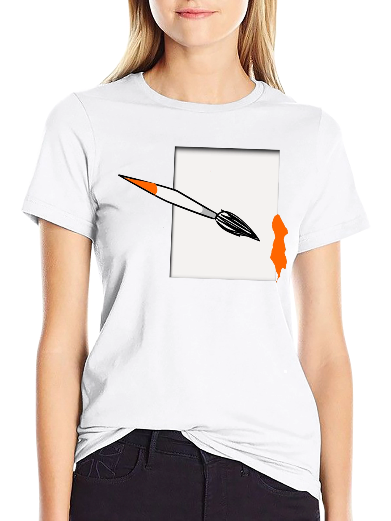 Black Artistic Brushstroke Graphic Tee view 9
