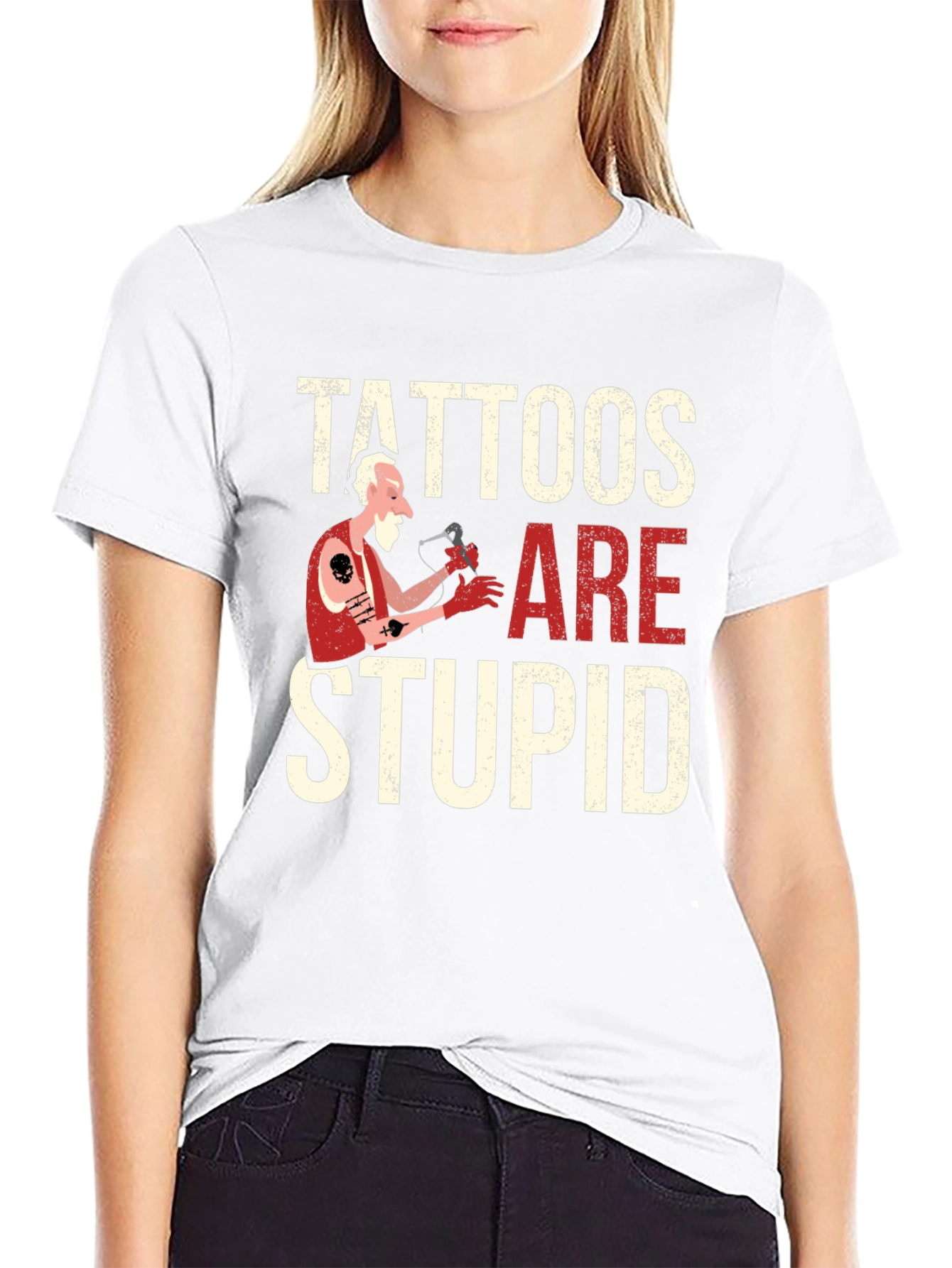 Black Tattoos Are Stupid Graphic Novelty T-Shirt view 9