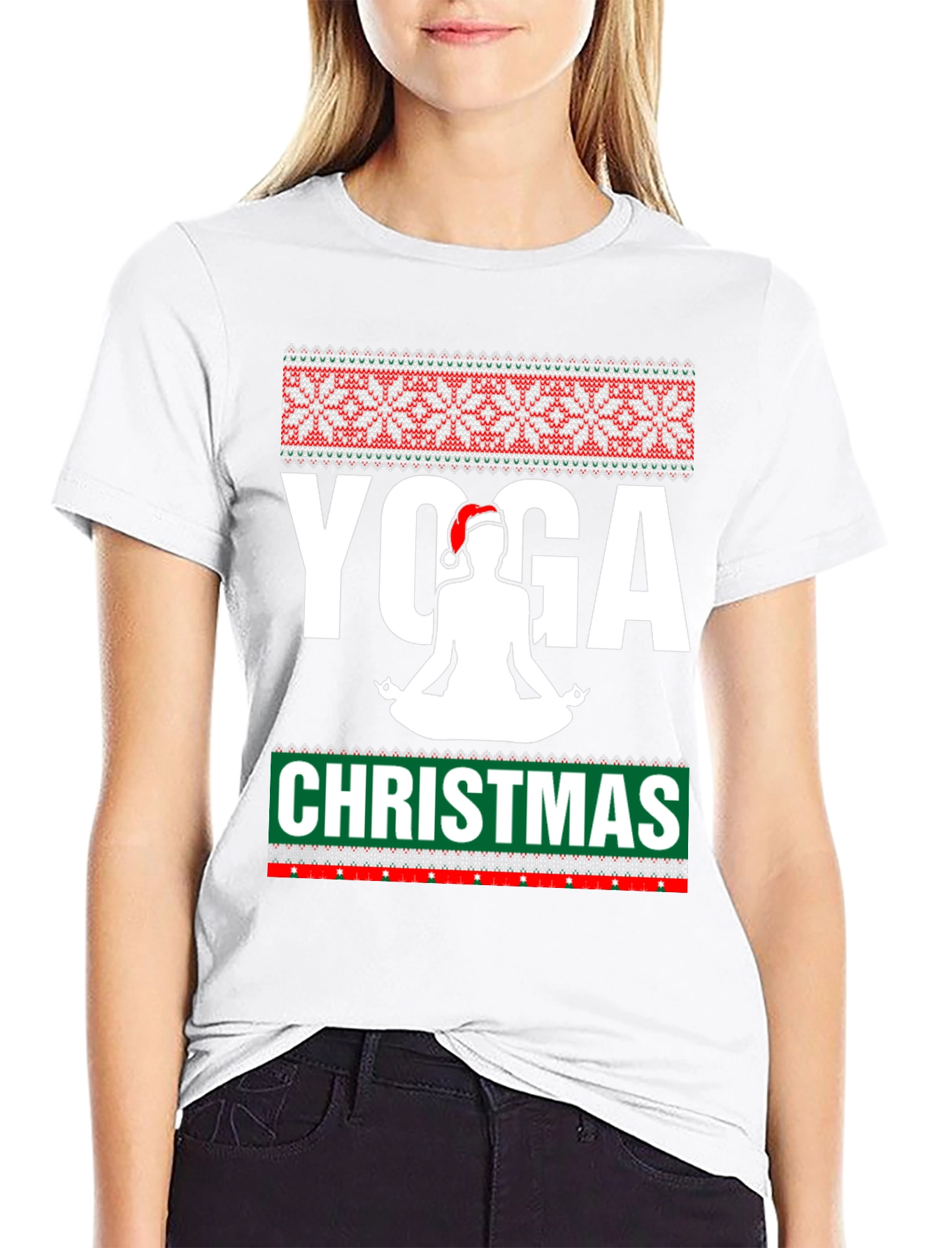 Black Yoga Christmas T-Shirt Festive Holiday Apparel view 9