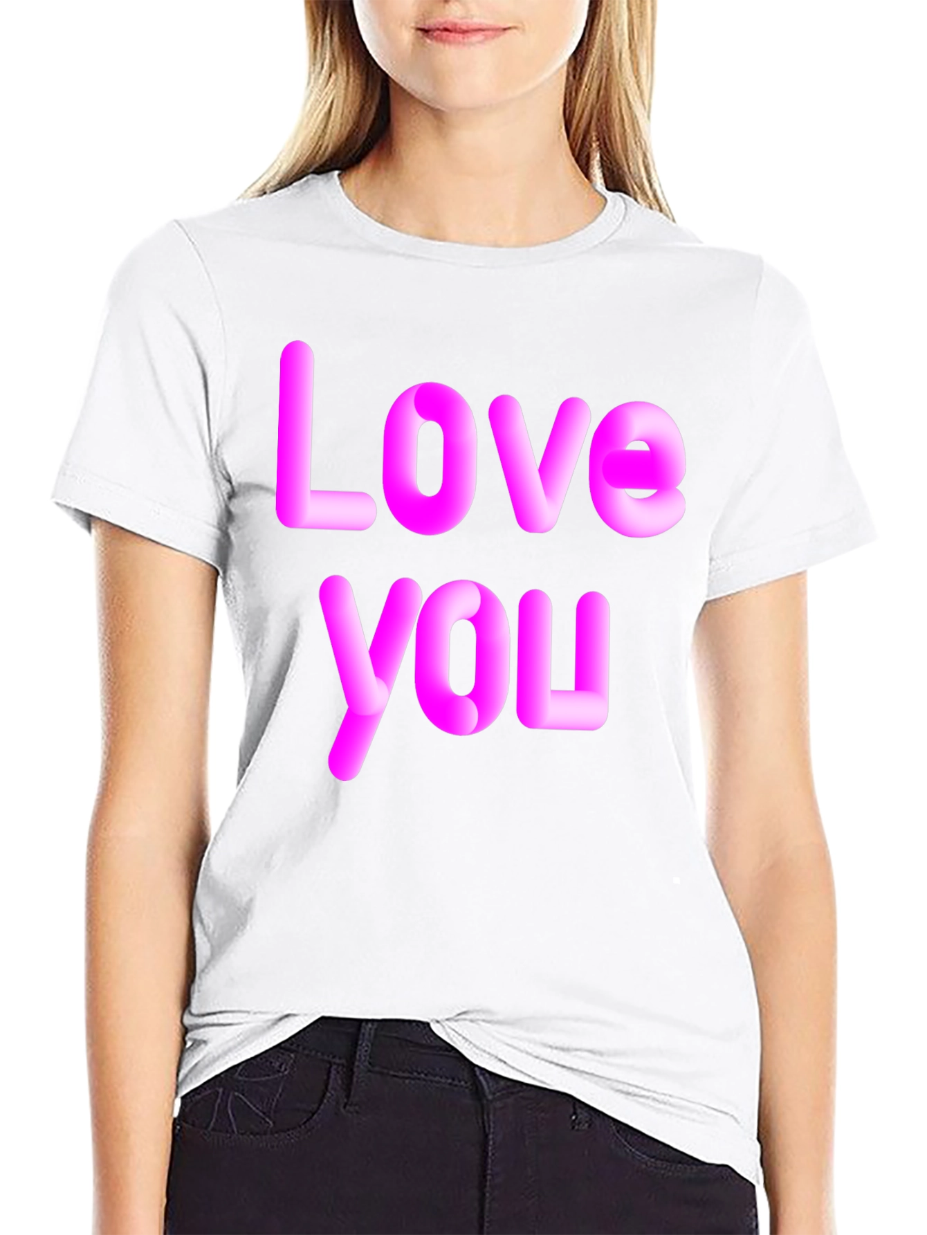 Black Love You Graphic Black T-Shirt view 9
