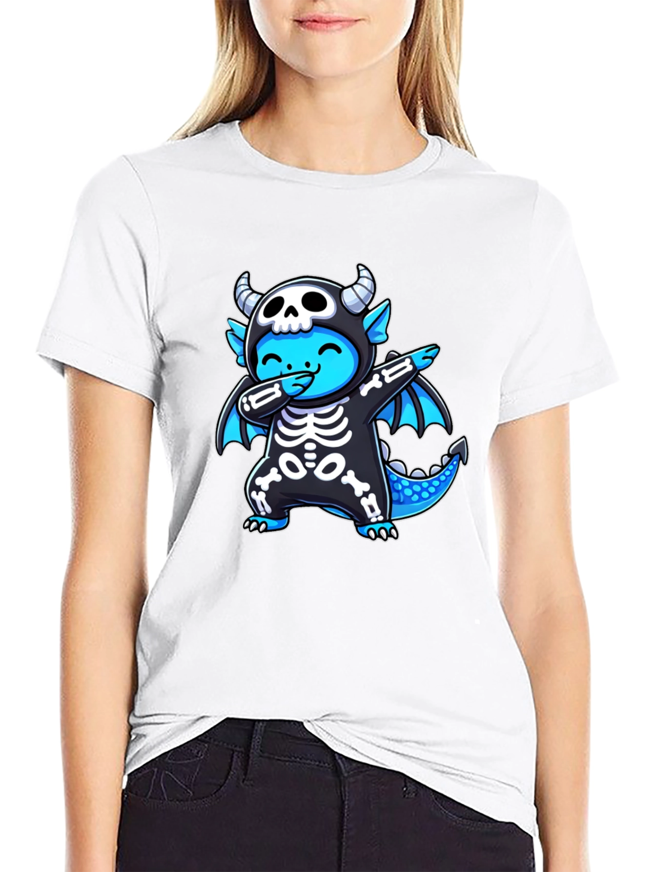 Black Dabbing Dragon Halloween T-Shirt view 9