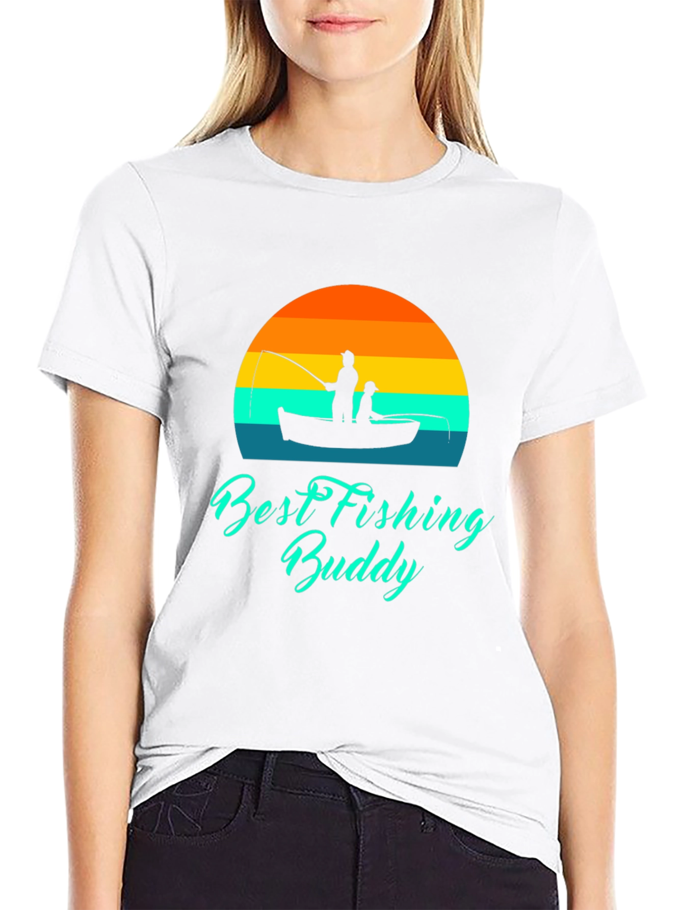 Black Best Fishing Buddy Graphic Tee - Black Cotton T-Shirt view 9