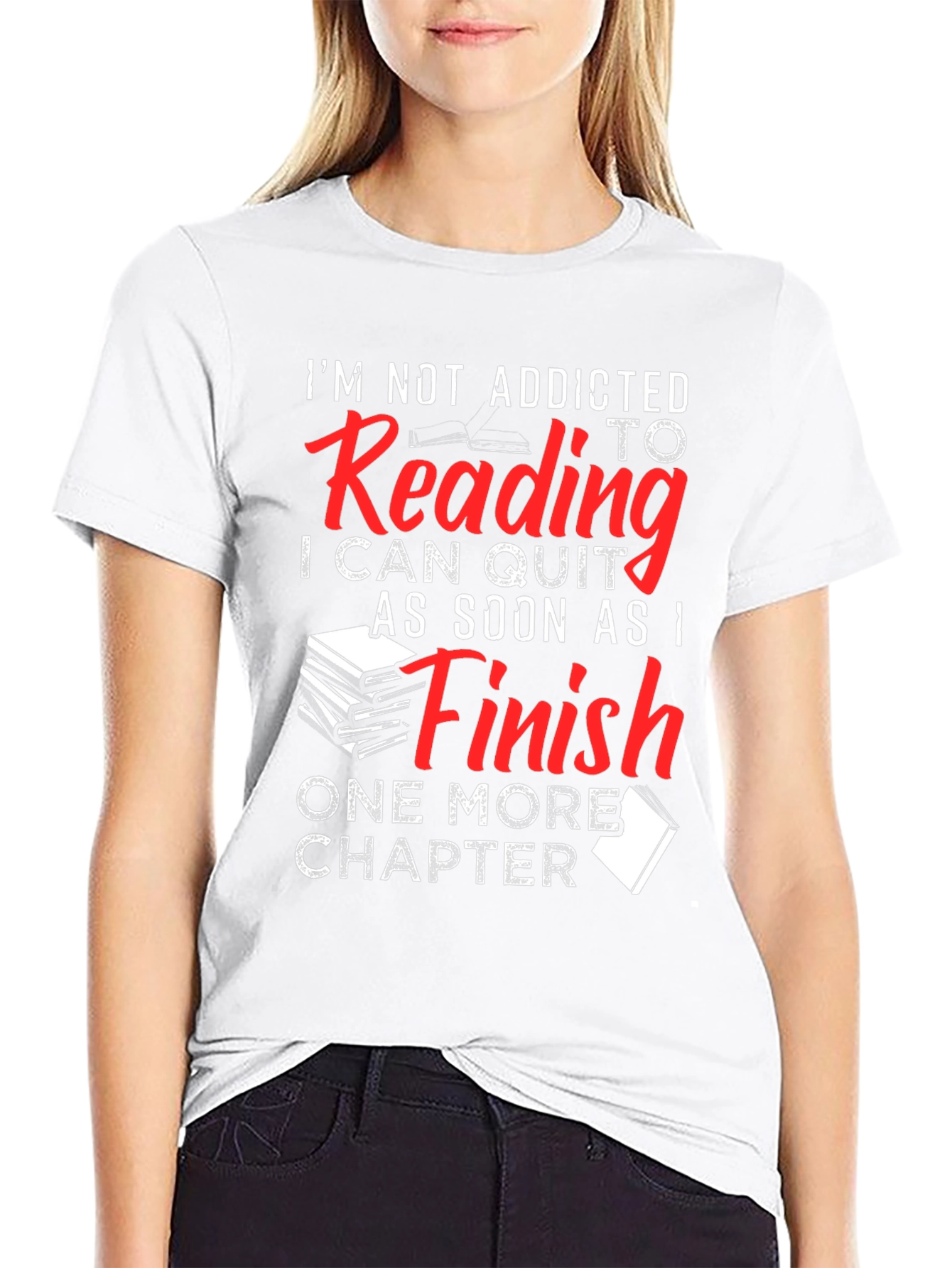 Black Funny Reading Addict T-Shirt: One More Chapter! view 9