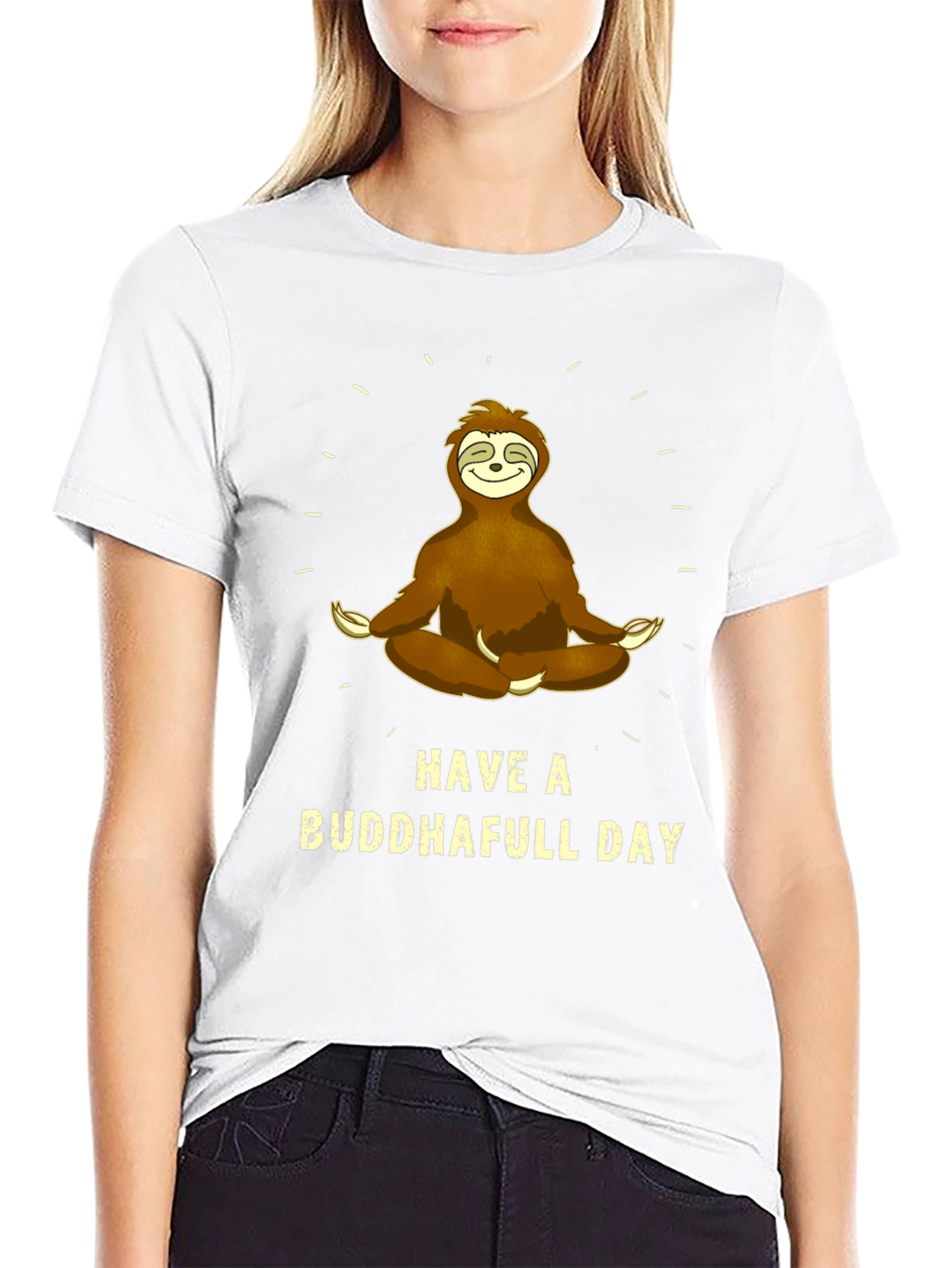 Black Buddha Sloth Graphic T-Shirt view 9