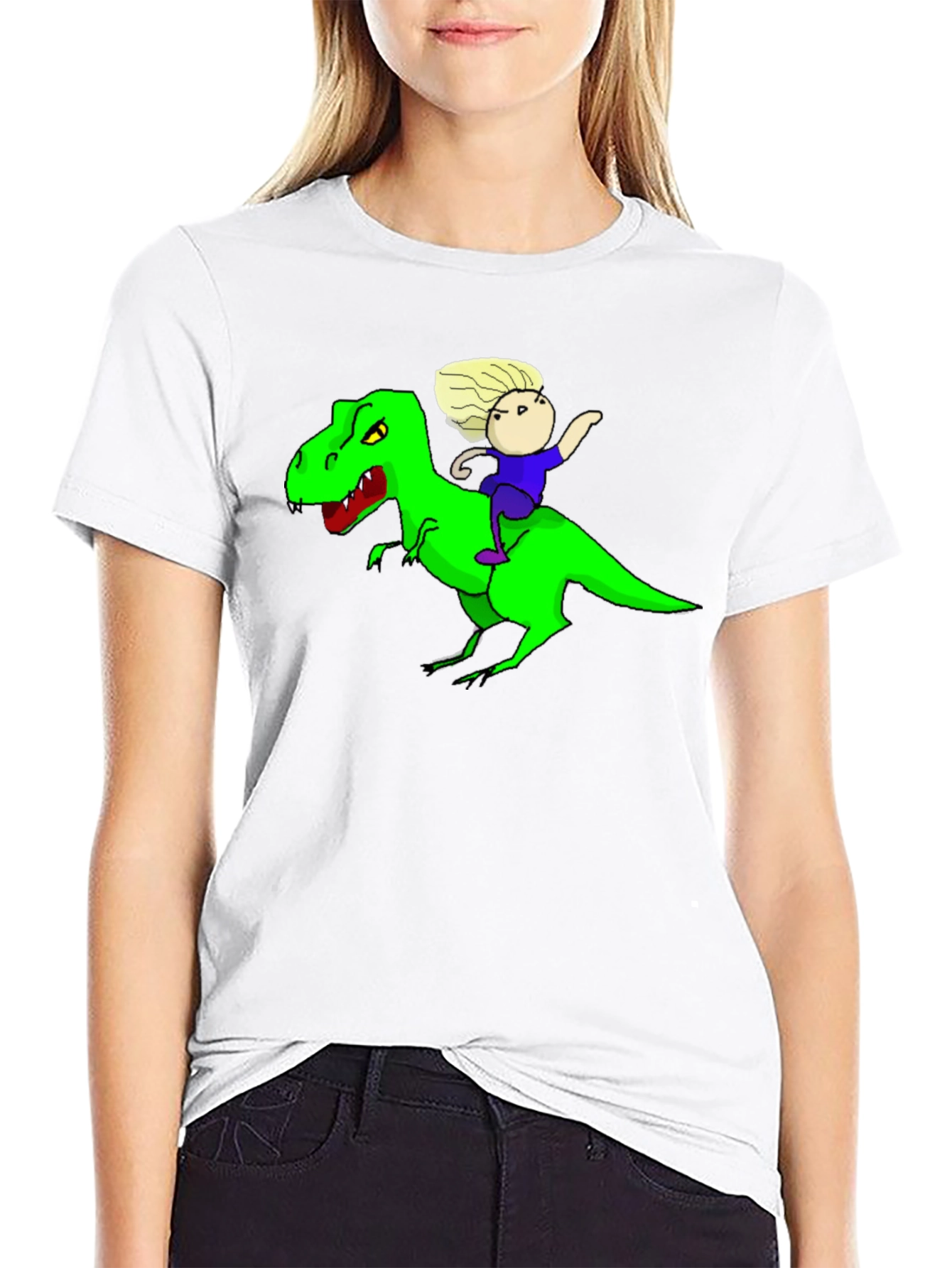 Black Dino Rider Graphic Tee - Black Cotton T-Shirt view 9