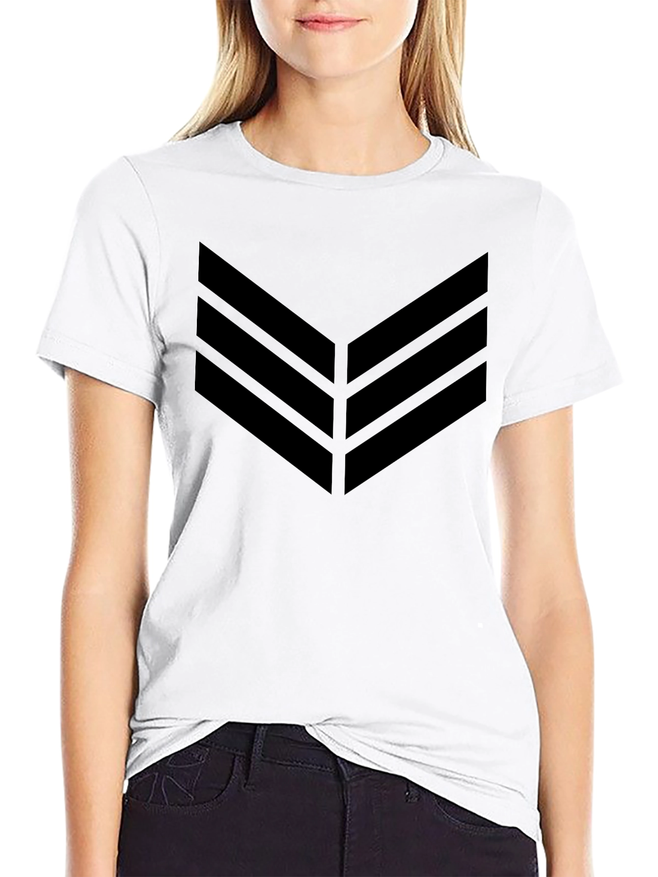 Black Black Chevron Graphic Tee - Modern Style view 9