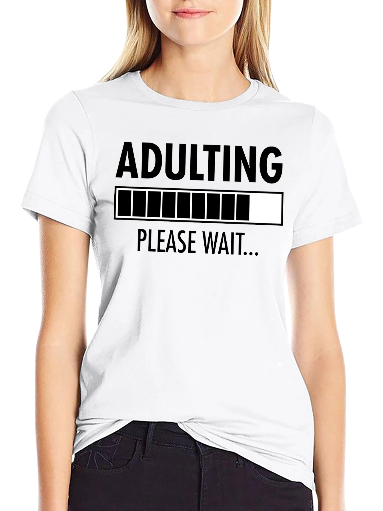 Black Adulting Please Wait T-Shirt Funny Graphic Tee view 9