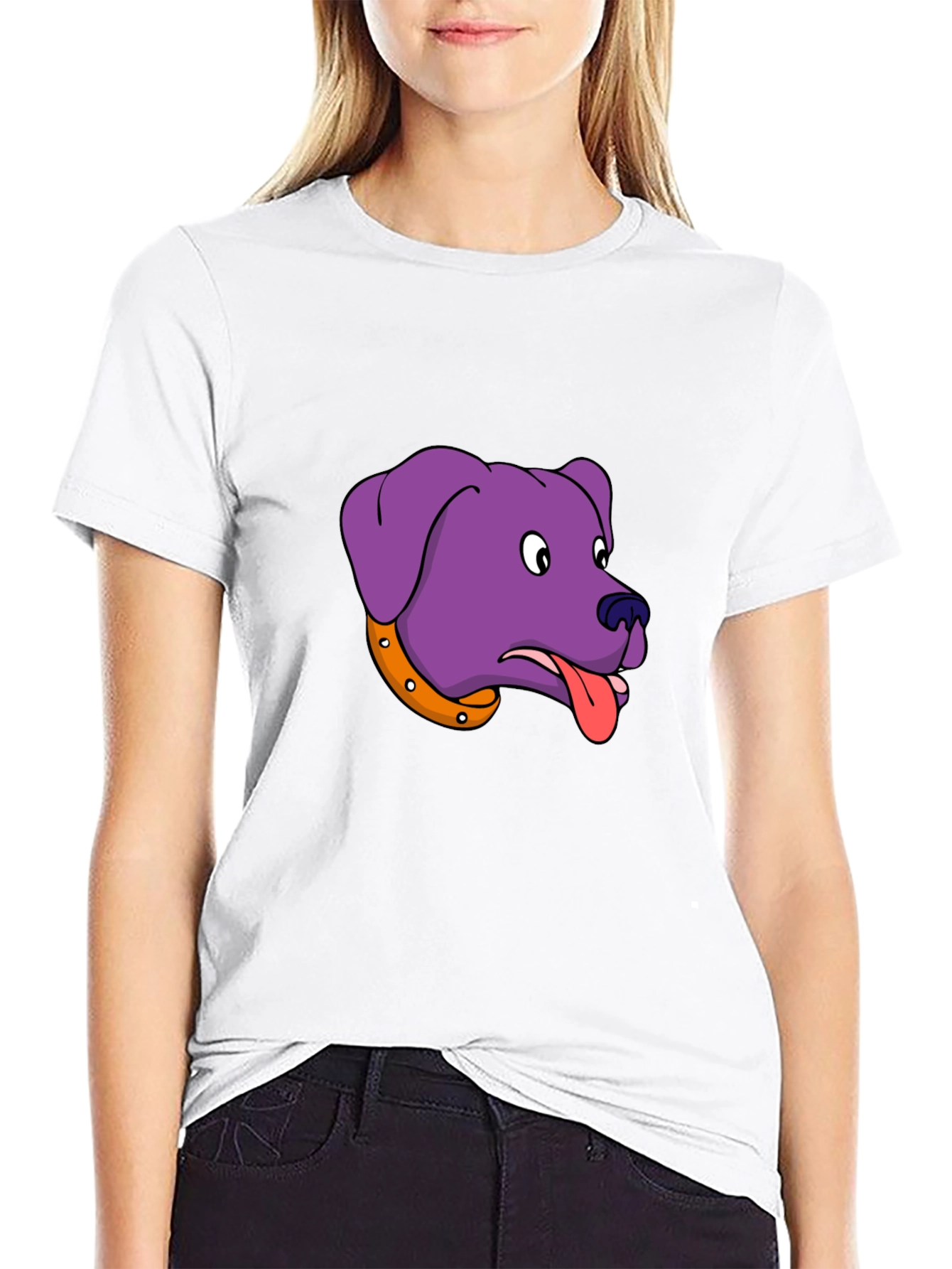 Black Cartoon Dog Graphic Tee view 9