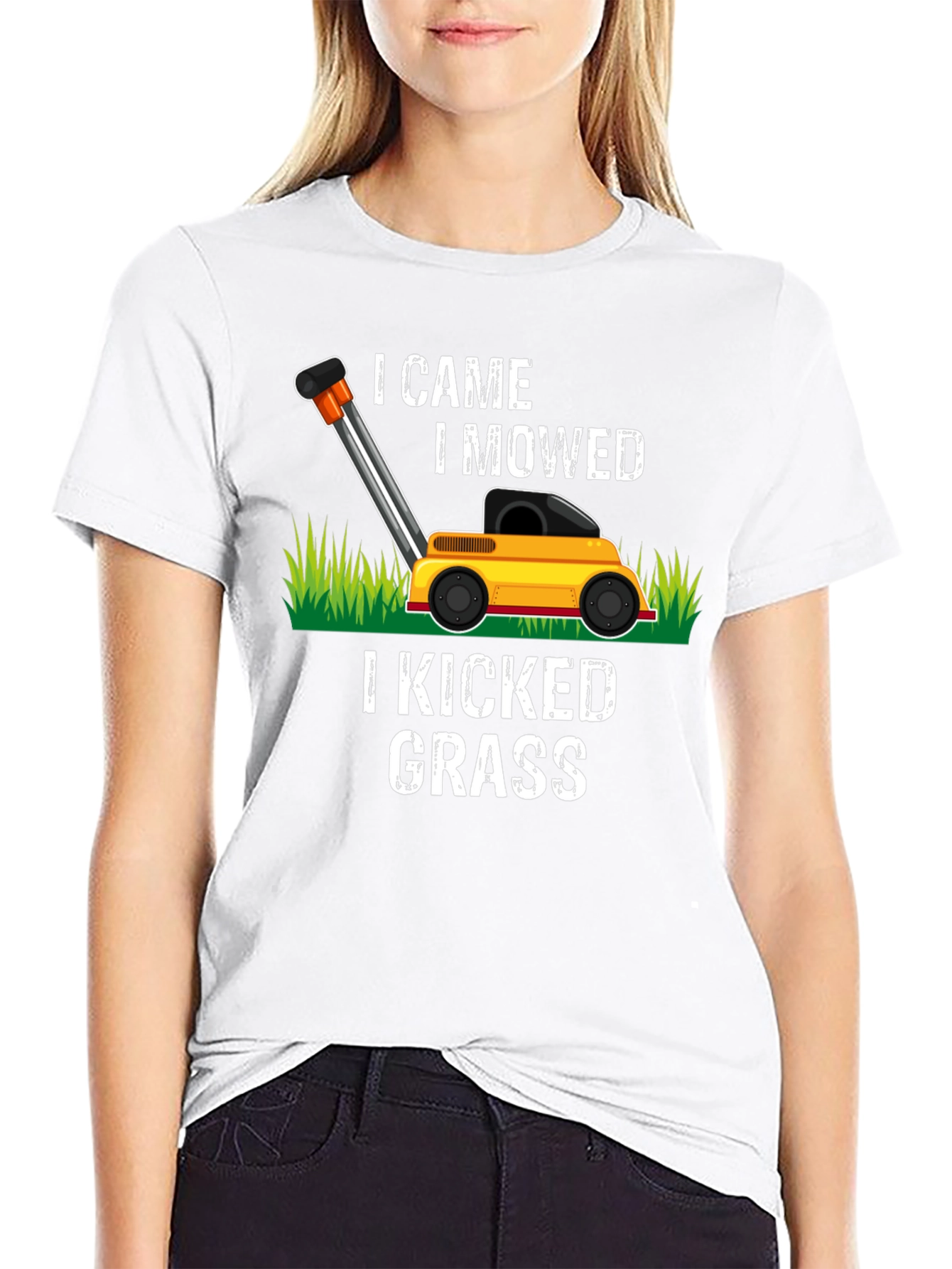 Black I Came I Mowed Lawn Mower Graphic Tee view 9