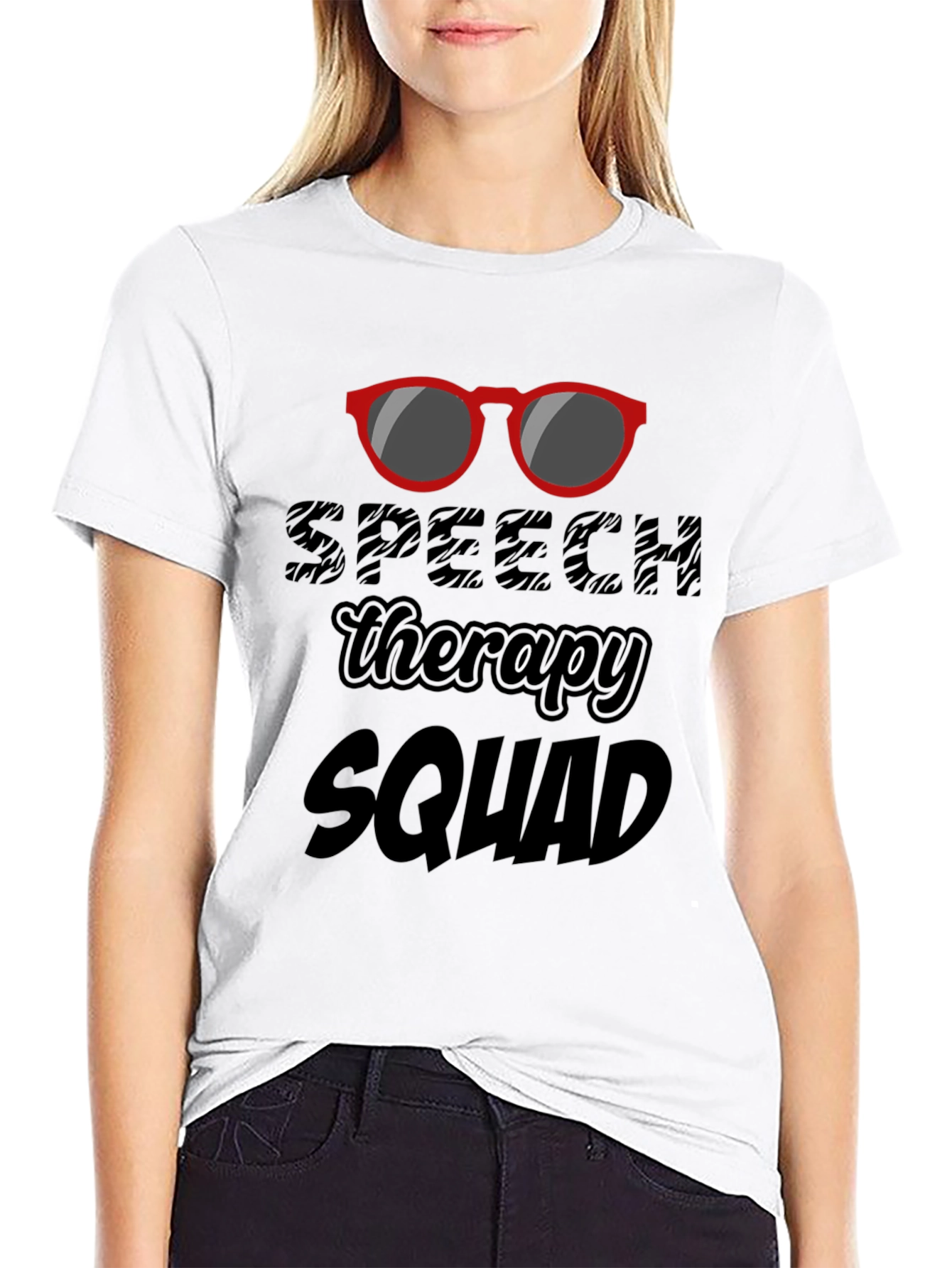 Black Speech Therapy Squad Black T-Shirt view 9